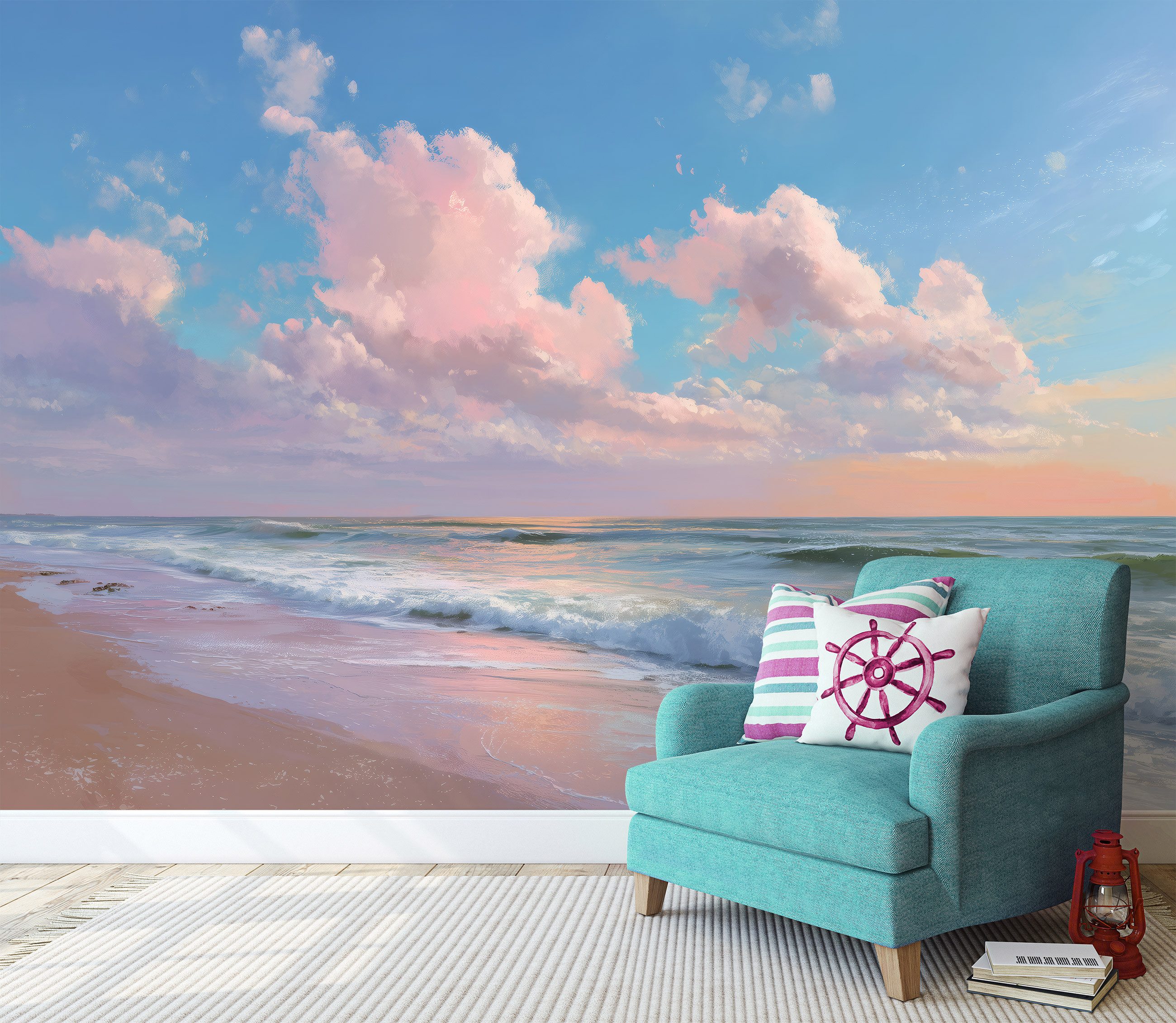 Wallarena Fototapete Strand Meer - Mehrfarbig - Modern - Vlies - Schlafzimmer, glatt, (3 St), 150x105cm