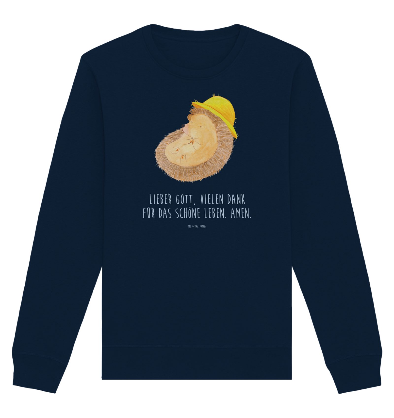 Longpullover Igel Beten Größe L - French Navy - Geschenk, Sweatshirt Frauen, Gute