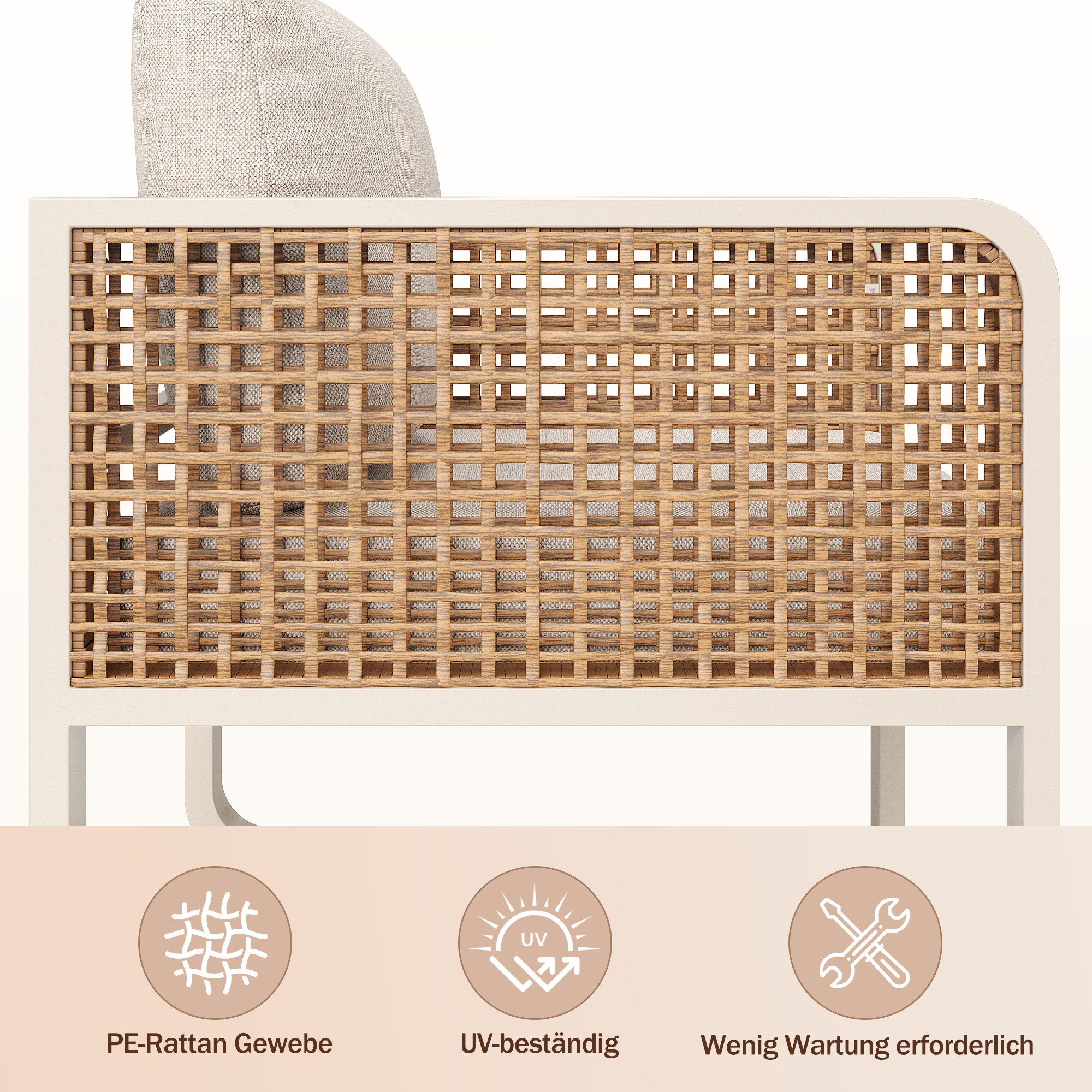 i@home Gartenlounge-Set, (5-tlg., PE-Rattan Sitzgruppe inkl. Beistelltisch), Gartenlounge-Set für 6-7 Personen, mit waschbaren Kissen, Beige