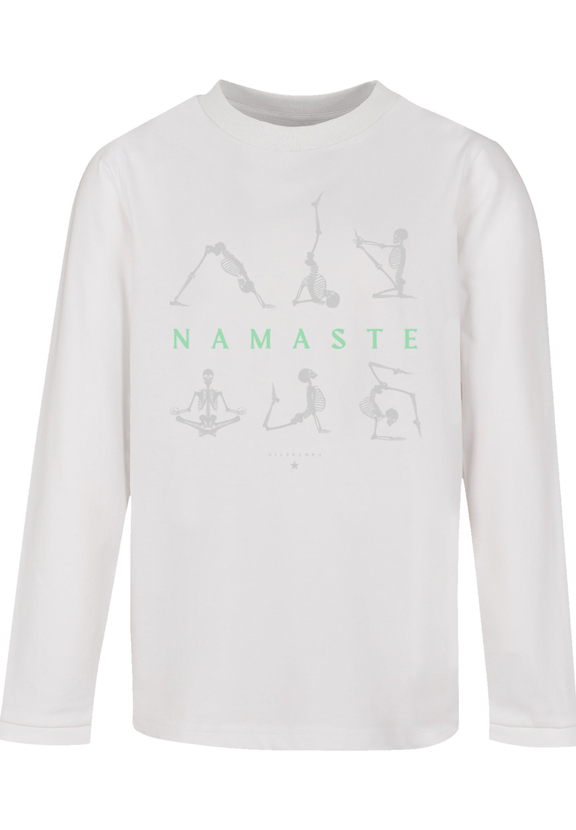 F4NT4STIC T-Shirt Namaste Yoga Skelett Halloween Print weiß | T-Shirts