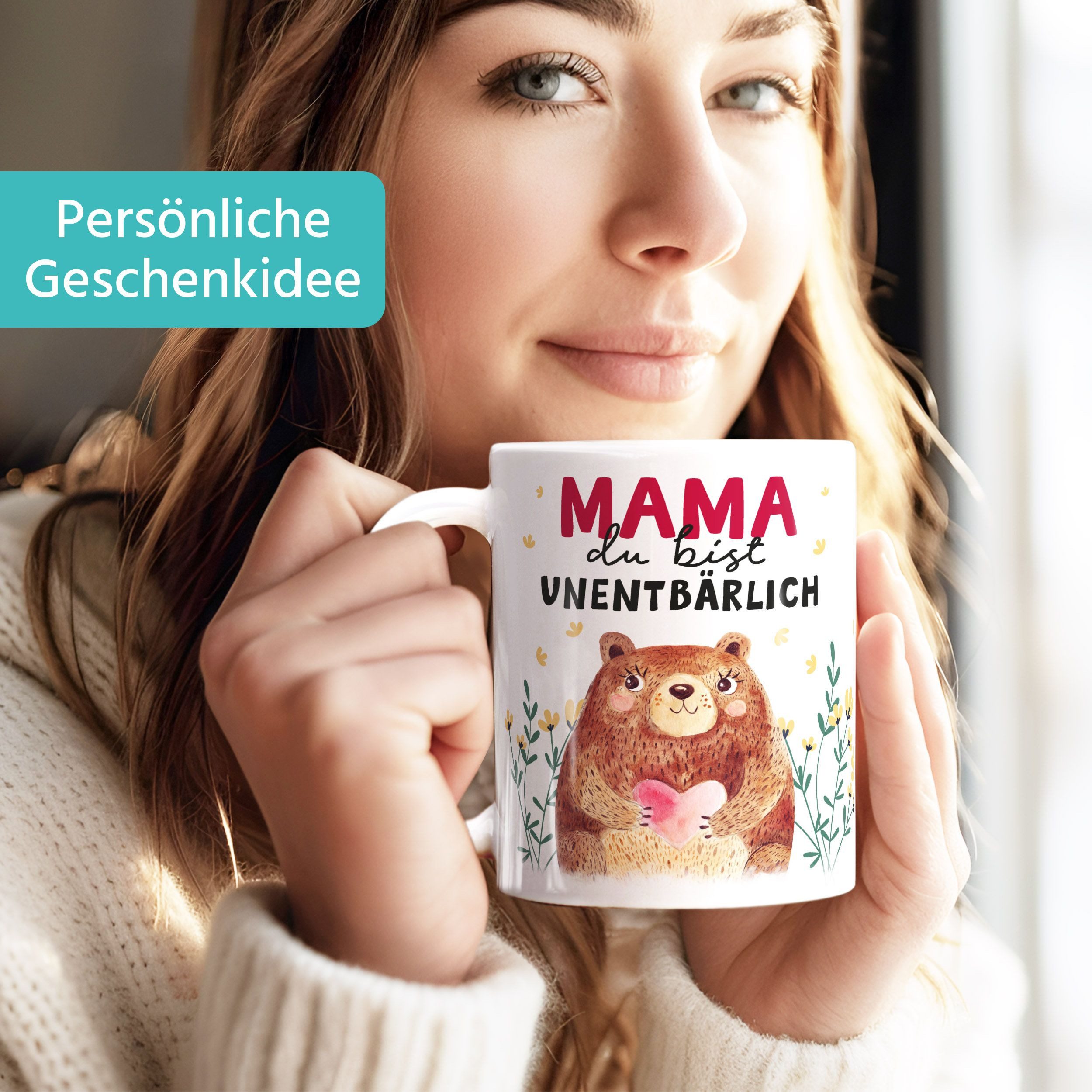 SpecialMe Tasse Kaffee-Tasse Muttertag lustig Spruch Mama du bist unentbärlich Bär, Keramik
