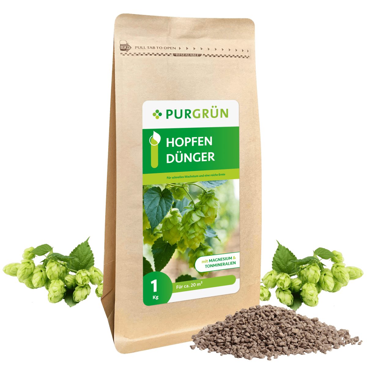 Pflanzendünger Purgrün Hopfen Dünger, NPK 5+4+6, Magnesium, 1 kg