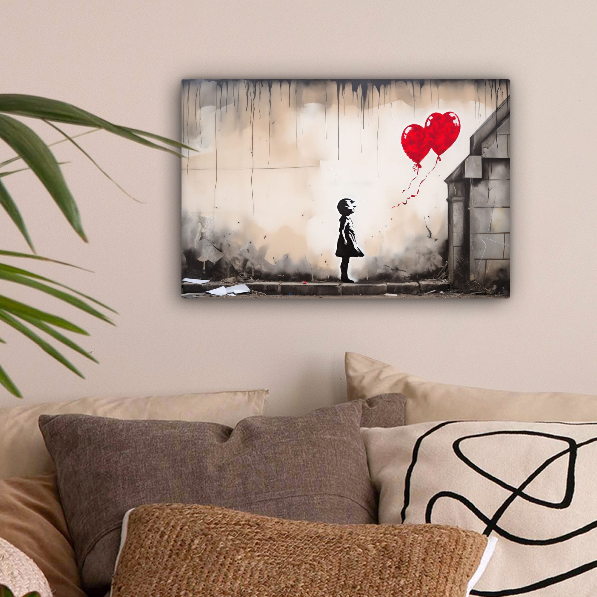 OneMillionCanvasses® Leinwandbild Kunst - Mädchen - Luftballons - Herz - Gr günstig online kaufen