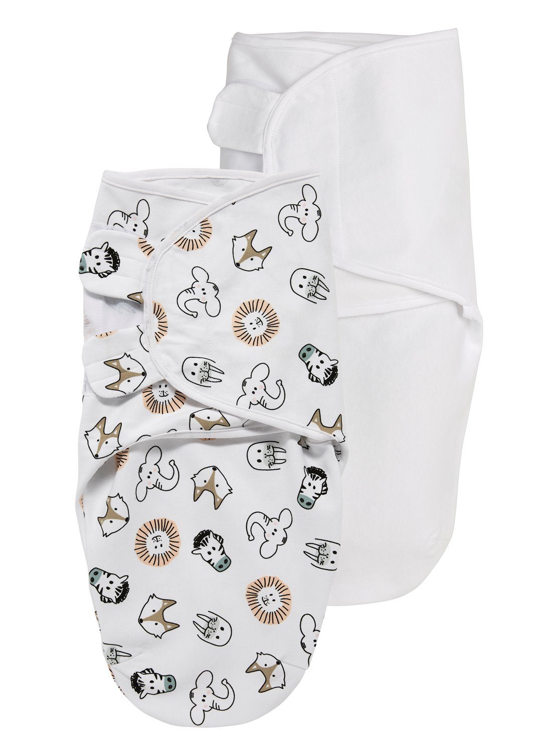 Meyco Baby Pucksack Swaddlemeyco Animal, Uni Multicolour (2 tlg), 0-3 Monate