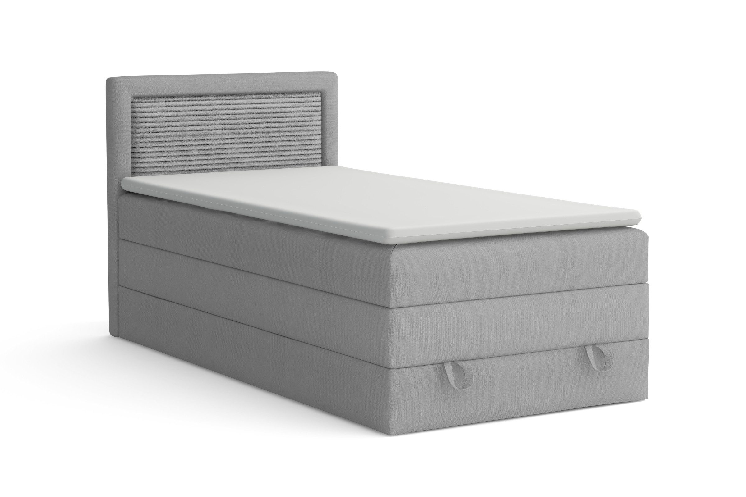 Deine Möbel 24 Boxspringbett NORA Boxbett Einzelbett Polsterbett Jugendbett (Beige Hellgrau Grau Anthrazit Schwarz, 3-St., Bonellfederkernmatratze H3 Taschenfederkernmatratze H4), 90x200 100x200 Veloursstoff