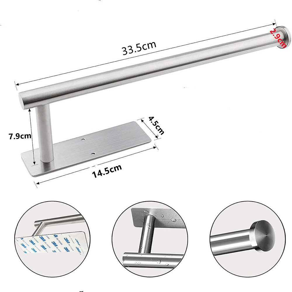 Coonoor Küchenrollenhalter Edelstahl Rollenhalter, Kein Bohren Küchenpapierhalter Unter Schrank, (1-St)