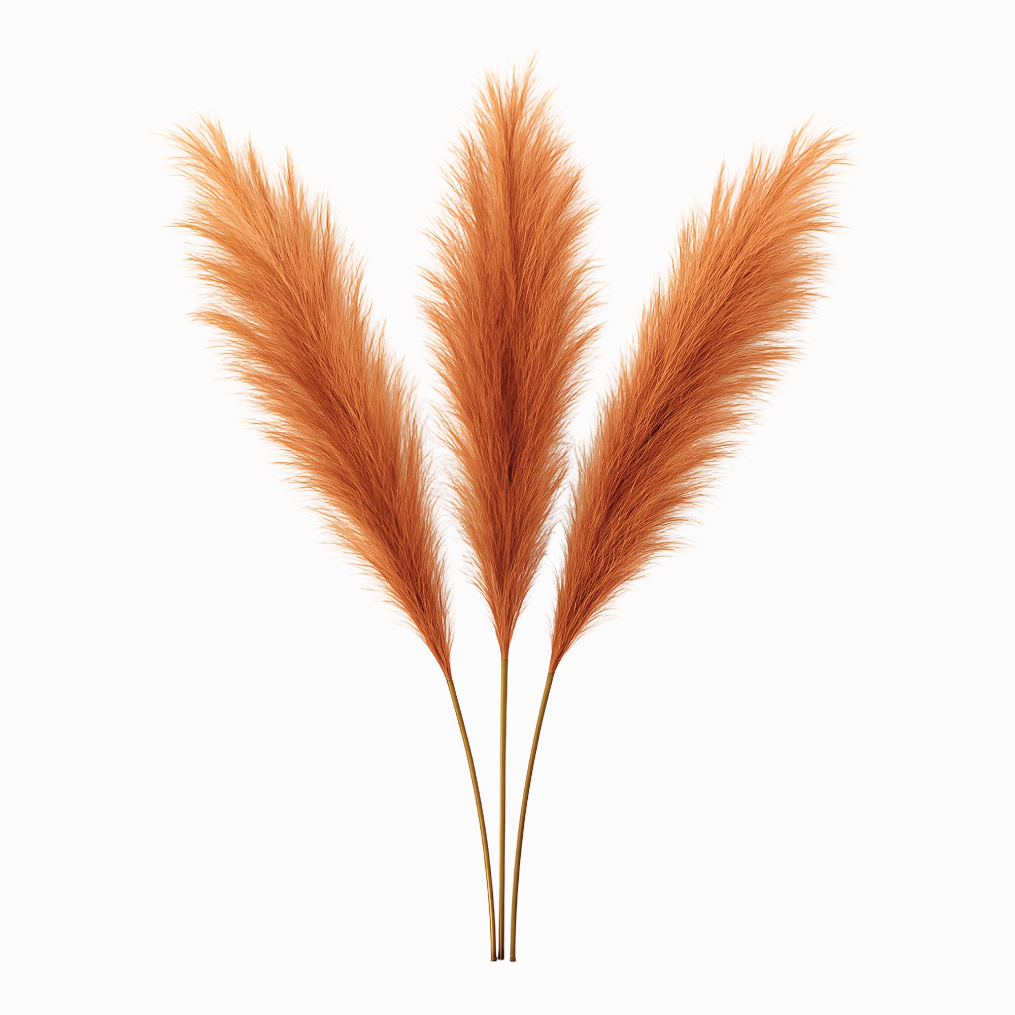 Kunstgras Pampasgras Deko Künstlich XXL Pampasgras Braun - Terracotta Pampasgras, Layba, Höhe 100 cm, 3 Stiele Pampas Hell Orange ~ Terracotta