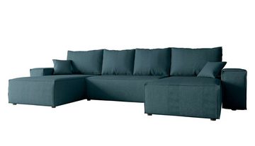 Stylefy Wohnlandschaft Penelope, U-Form, Couch, mit Bettfunktion und Bettkasten, Kissen inklusiv, Modern