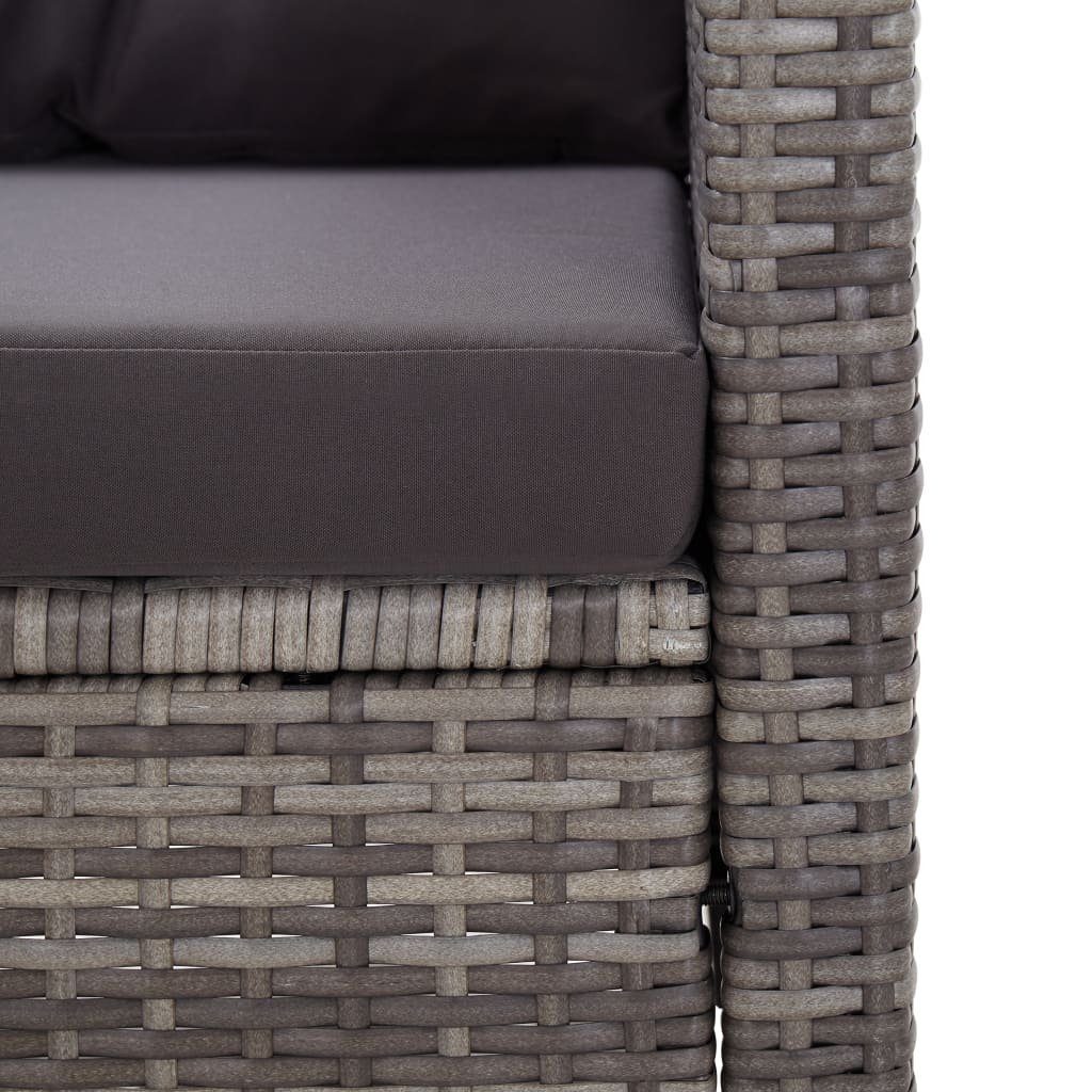 vidaXL Loungesofa 2-Sitzer-Gartensofa mit Teile Poly Rattan, Grau Kissen 1 cm 124