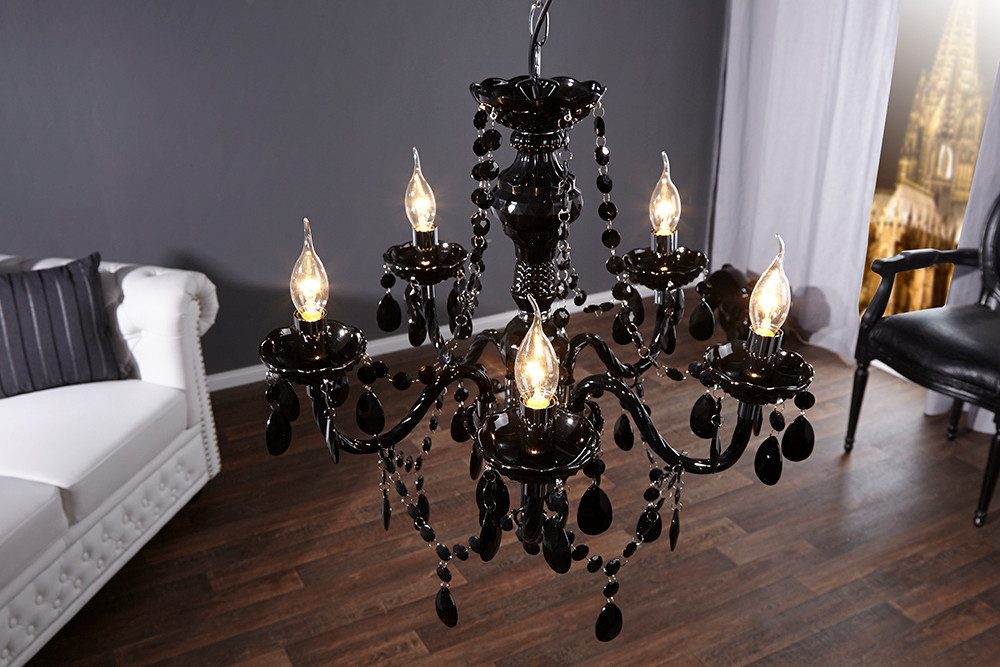riess-ambiente Kronleuchter BLACK CRYSTAL 55cm schwarz, ohne Leuchtmittel, Hängelampe · Wohnzimmer · Acryl · Schlafzimmer · Barock Design