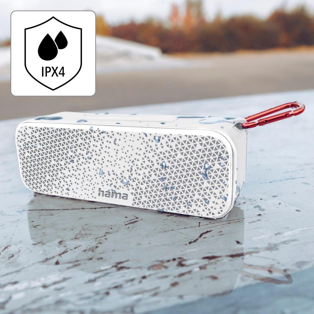 Hama Tragbare (Outdoor-Musikbox mit weiß W, spritzwassergeschützt Box, Karabiner) Bluetooth-Lautsprecher Bluetooth 8 IPX4