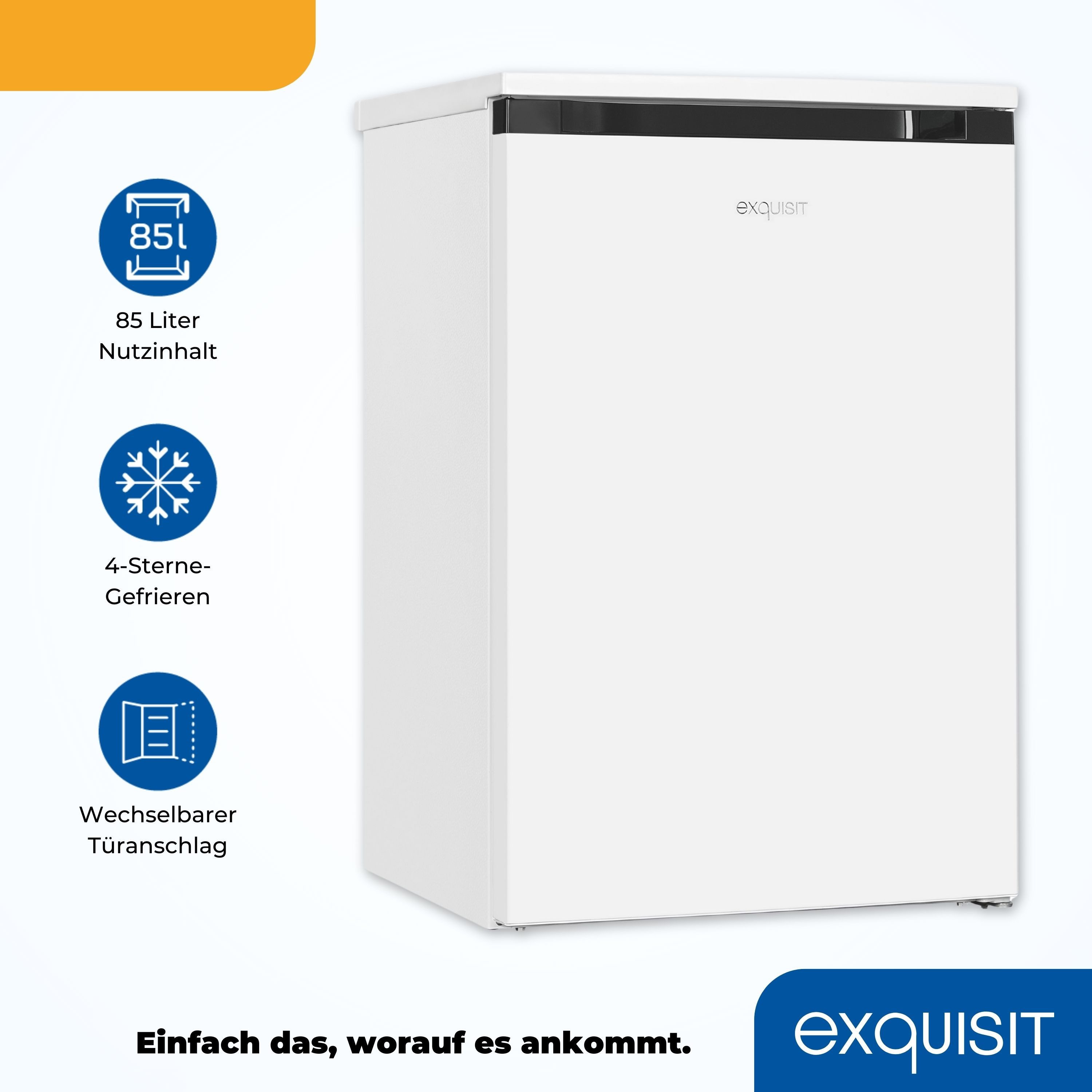 exquisit Gefrierschrank GS81-040B weiss, 85 cm hoch, 54,5 cm breit, Viel Platz, starke Gefrierleistung