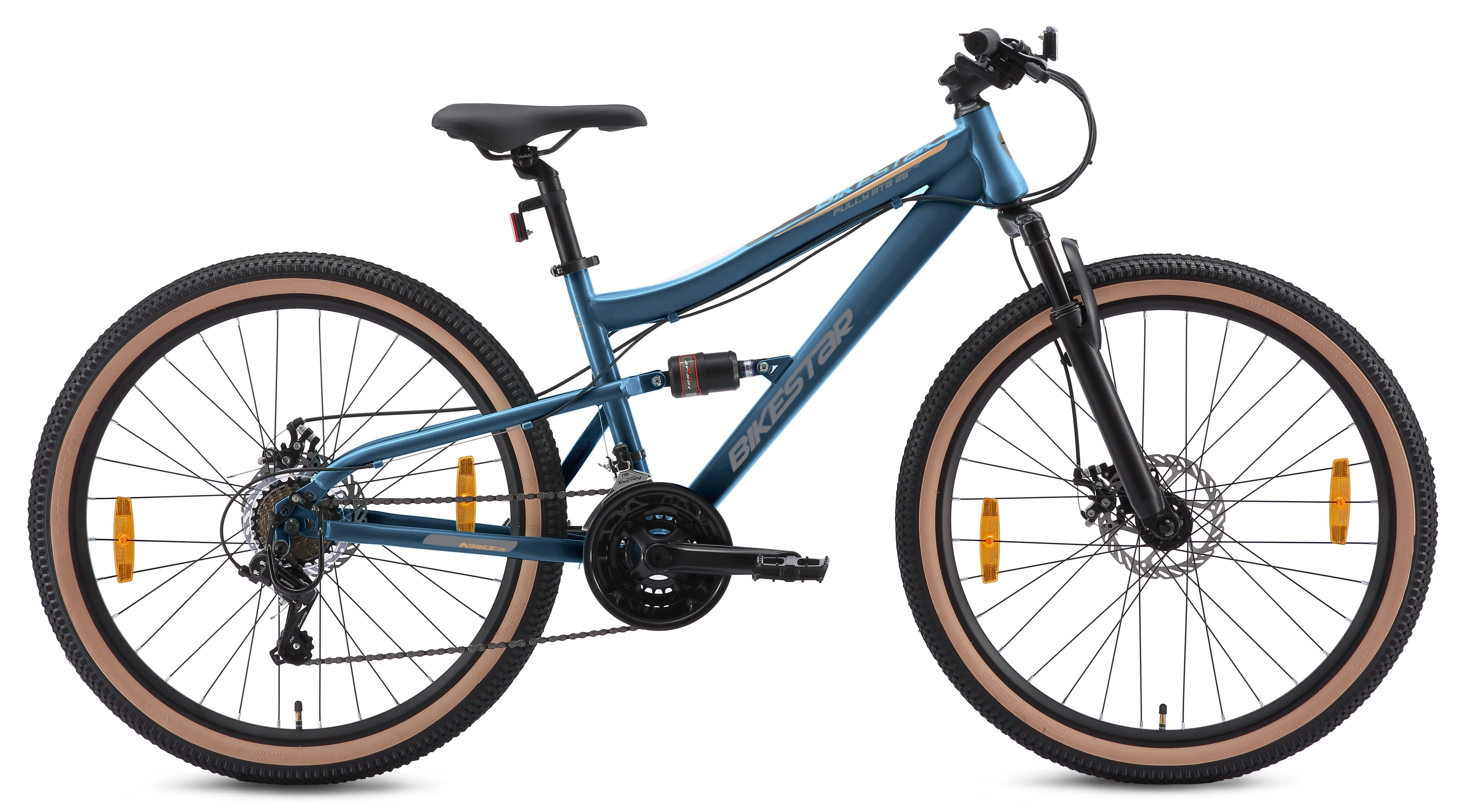 Bikestar Mountainbike, 21 Gang Shimano RD-TY300 Schaltwerk, Kettenschaltung, für Damen und Herren, Kettenschaltung