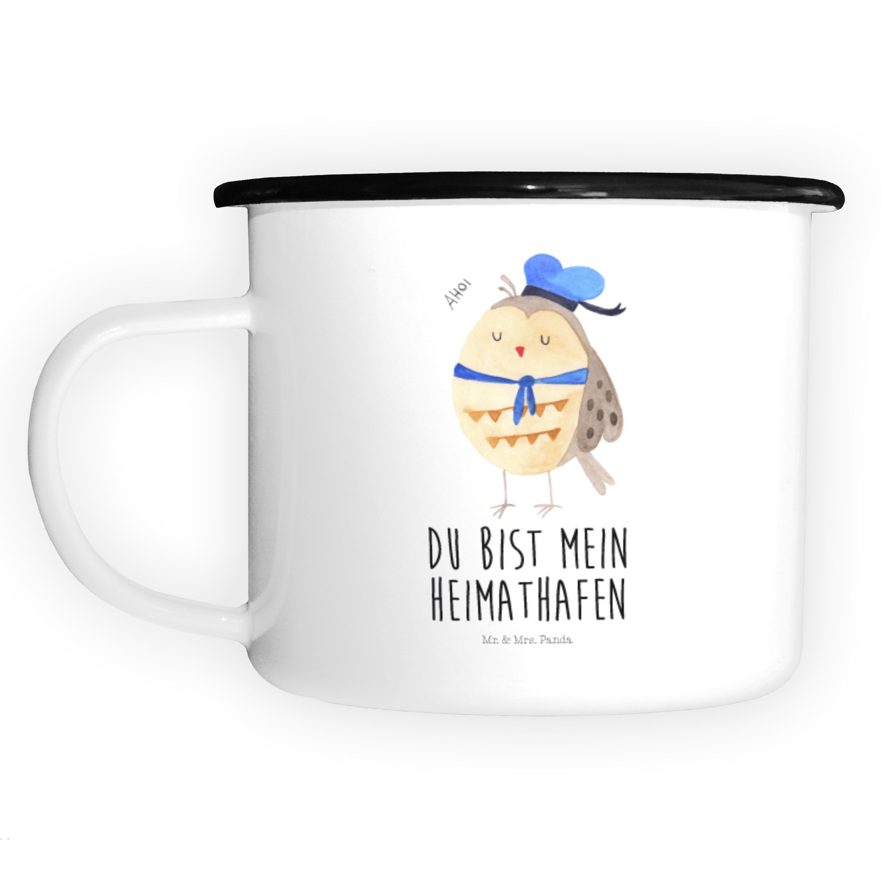 Mr. & Mrs. lustig, (1 St) Weiß Geschenk, - Wortspiel Matrosen Panda Dekobecher - Kapit Kaffeetasse, Eule