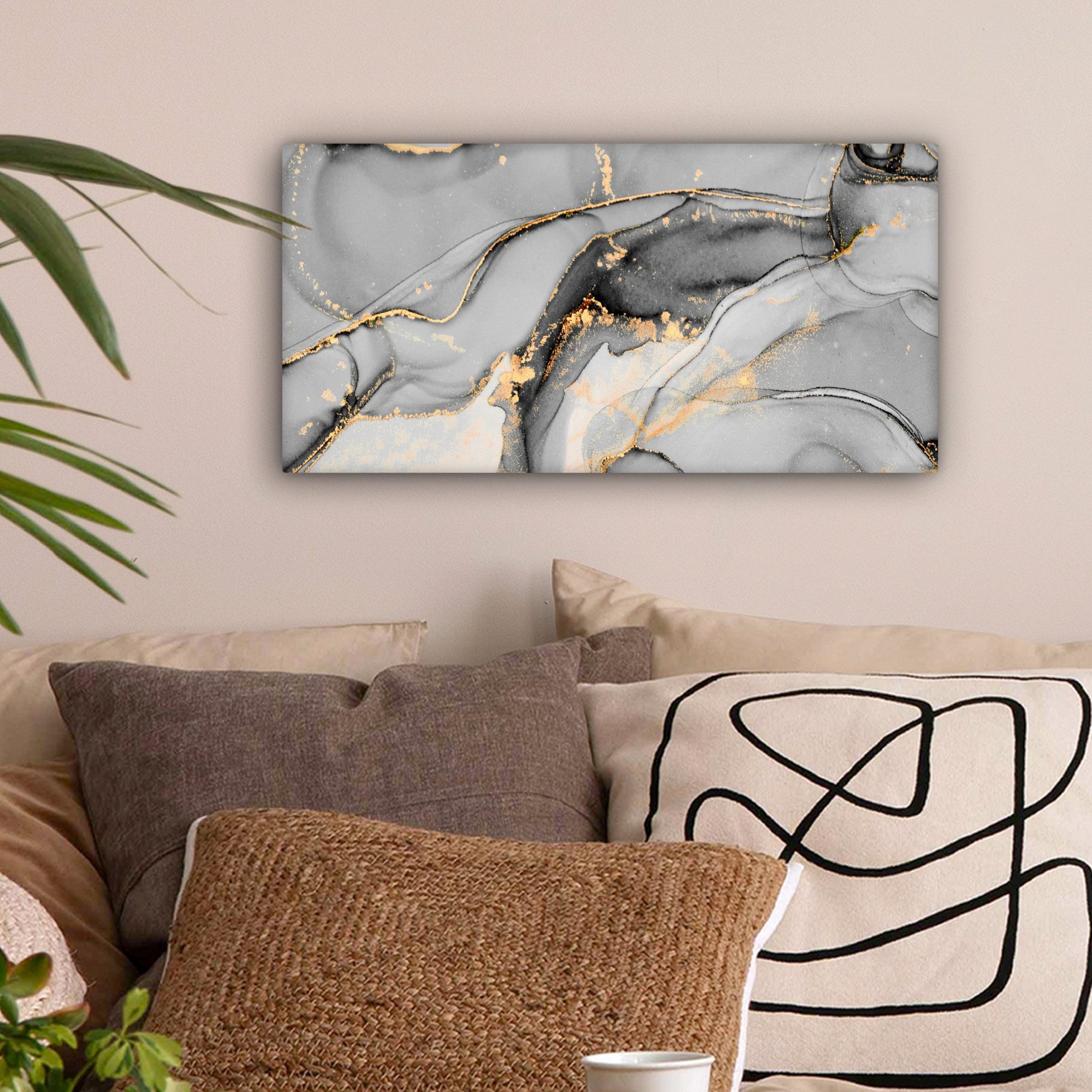 OneMillionCanvasses® Leinwandbild Panorama Marmor - Gold günstig online kaufen