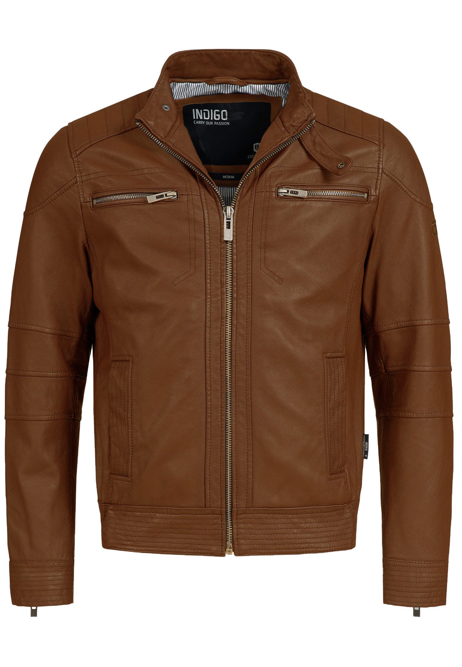 Indicode Lederjacke Herren Germo Übergangsjacke Herrenjacke aus echtem Lammleder