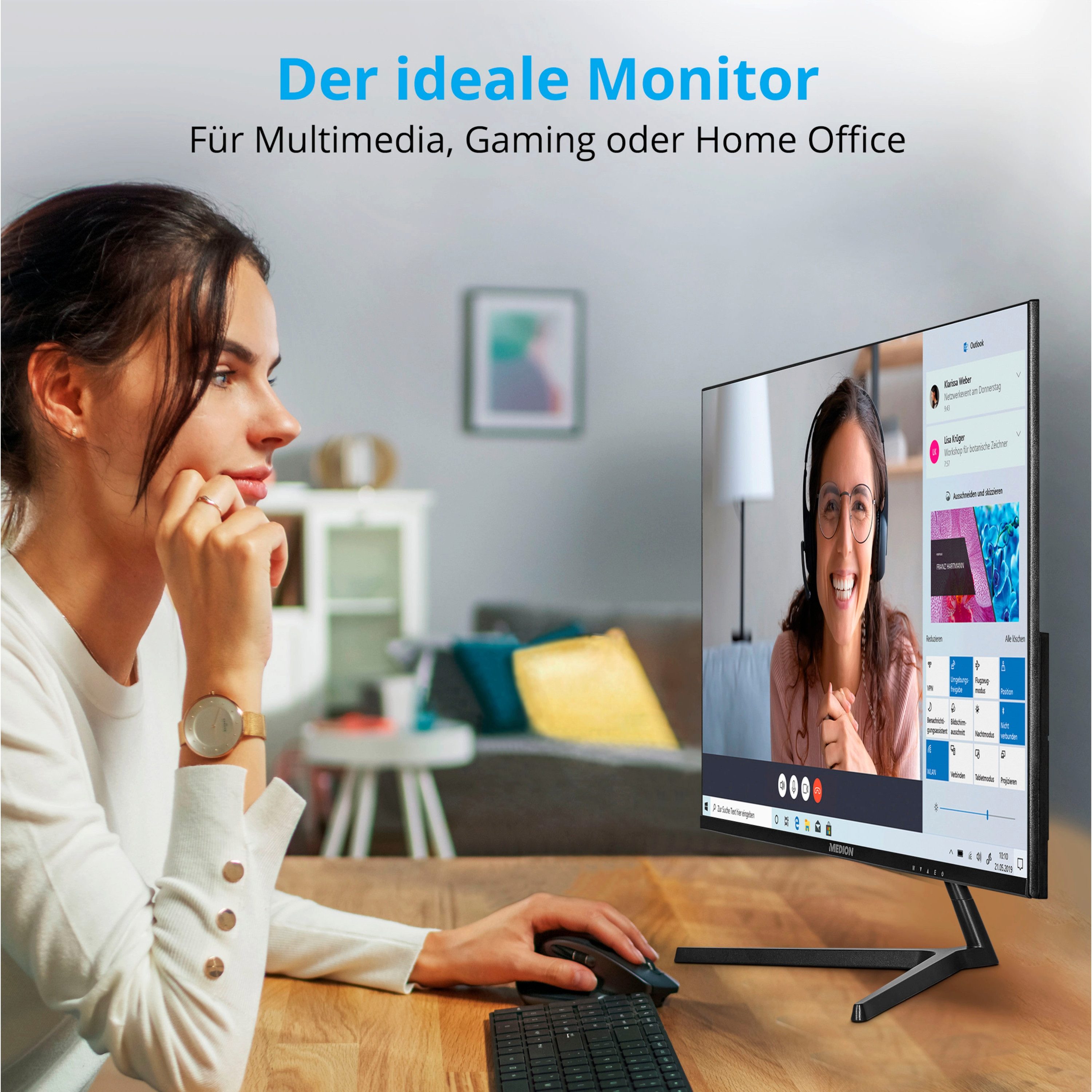 Medion® Widescreen Monitor MEDION® AKOYA® P52218 (MD 20150) Gaming-Monitor (54.6 cm/21.5 ", 1920x1080 px, 1080p Full HD, 14 ms Reaktionszeit, Full-HD Display)