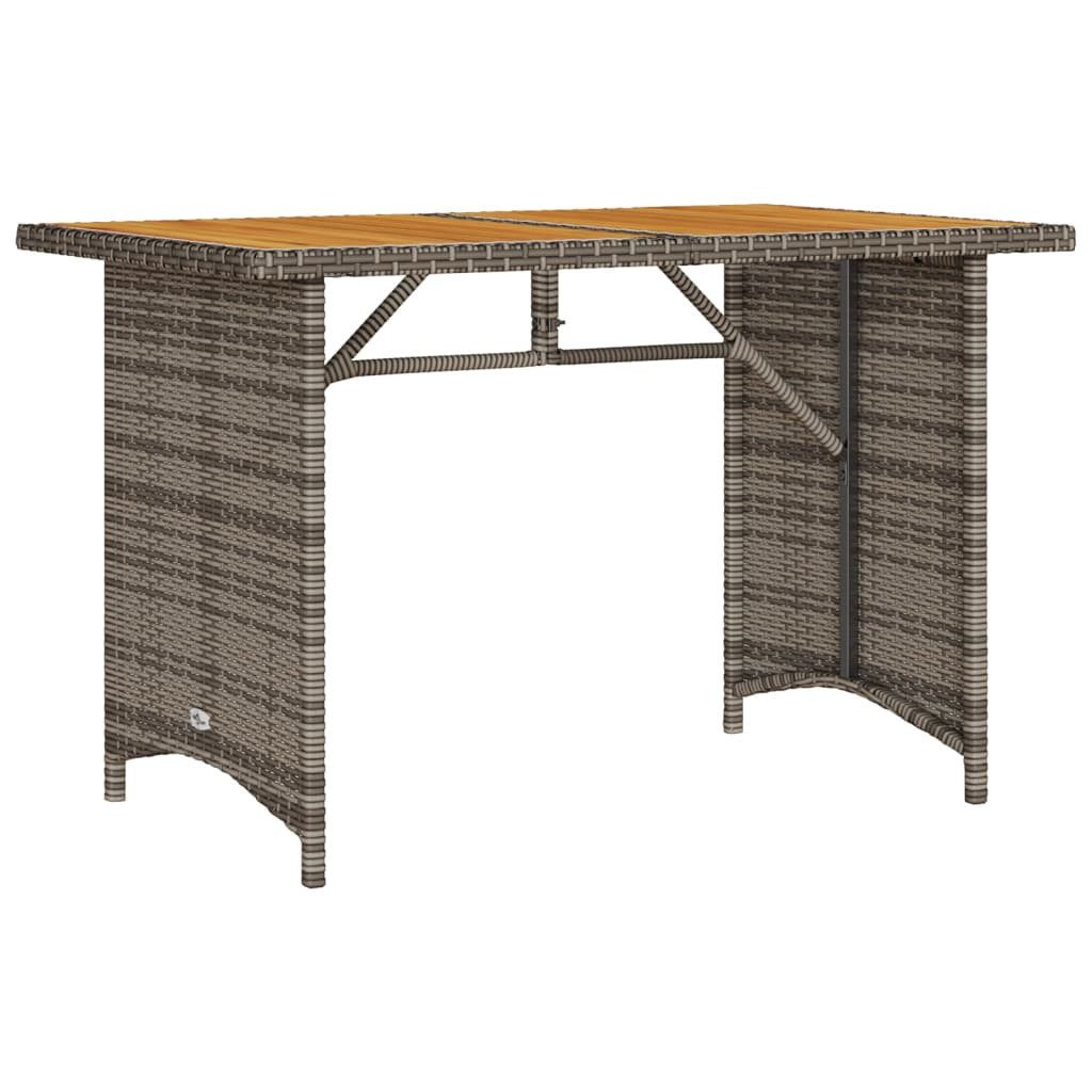 Gartentisch Gartentisch mit Holzplatte Grau 110x68x70 cm Poly Rattan