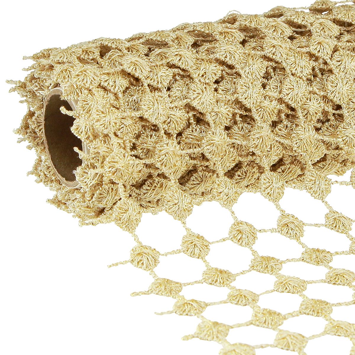 Vivant Decorations B.V. Tischläufer Tischband Gitter Gold Creme Glitter 19cm x 1,5m Dekoband
