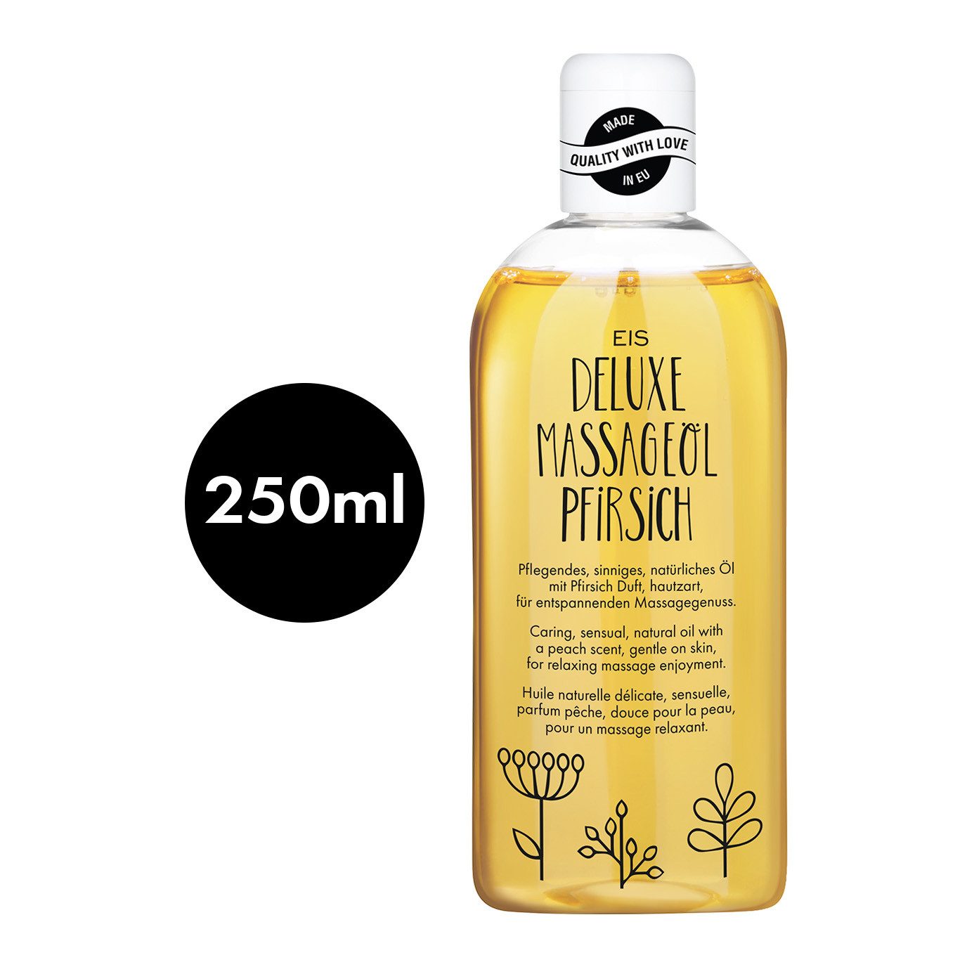 EIS Gleit- & Massageöl EIS Deluxe Massageöl, 250ml, Pfirsich-Duft, aus pflegenden Ölen, 0-tlg.