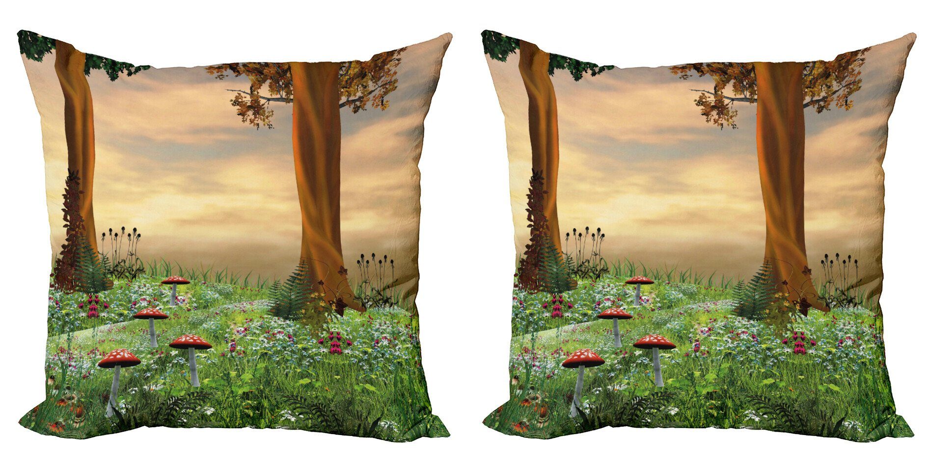 Kissenbezüge Modern Accent Doppelseitiger Digitaldruck, Abakuhaus (2 Stück), Natur Enchanted Woods Sunset