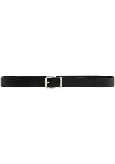 Gant Ledergürtel LOGO LEATHER BELT mit silberner Schnalle, Dornschließe, 100% Echt Leder, Langlebig