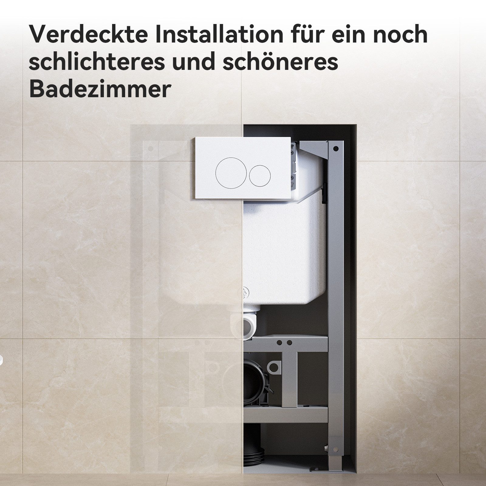 HOROW Vorwandelement WC Unterputz Wand-WC Spülkasten mit betätigungsplatte BH 82cm, Vorwandelement WC, Element für Wand-WC, - 50×12×82 cm – Bild 2 von 5