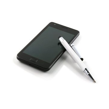SLABO Eingabestift 2in1 Stylus Touch Pen für iPad (2010 - 2020), iPad mini (2012 - 2019), iPad Pro / iPad Air (2015 - 2021), iPhone (2007 - 2021) etc. Eingabestift und Kugelschreiber Touch Stift – WEIß, SILBER