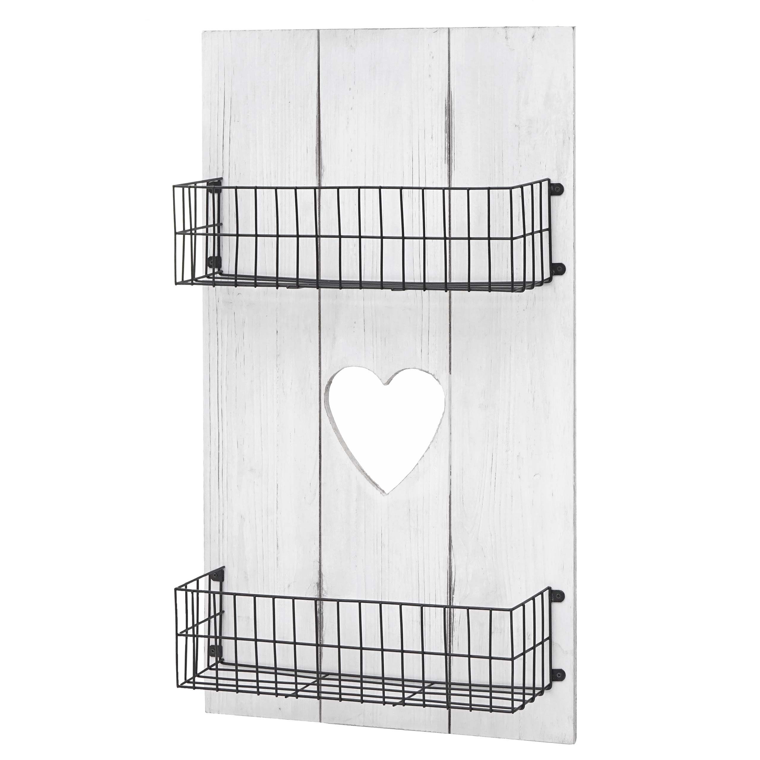 MCW Wandregal MCW-D42, Shabby-Look, 3 Körbe, Dekorativ