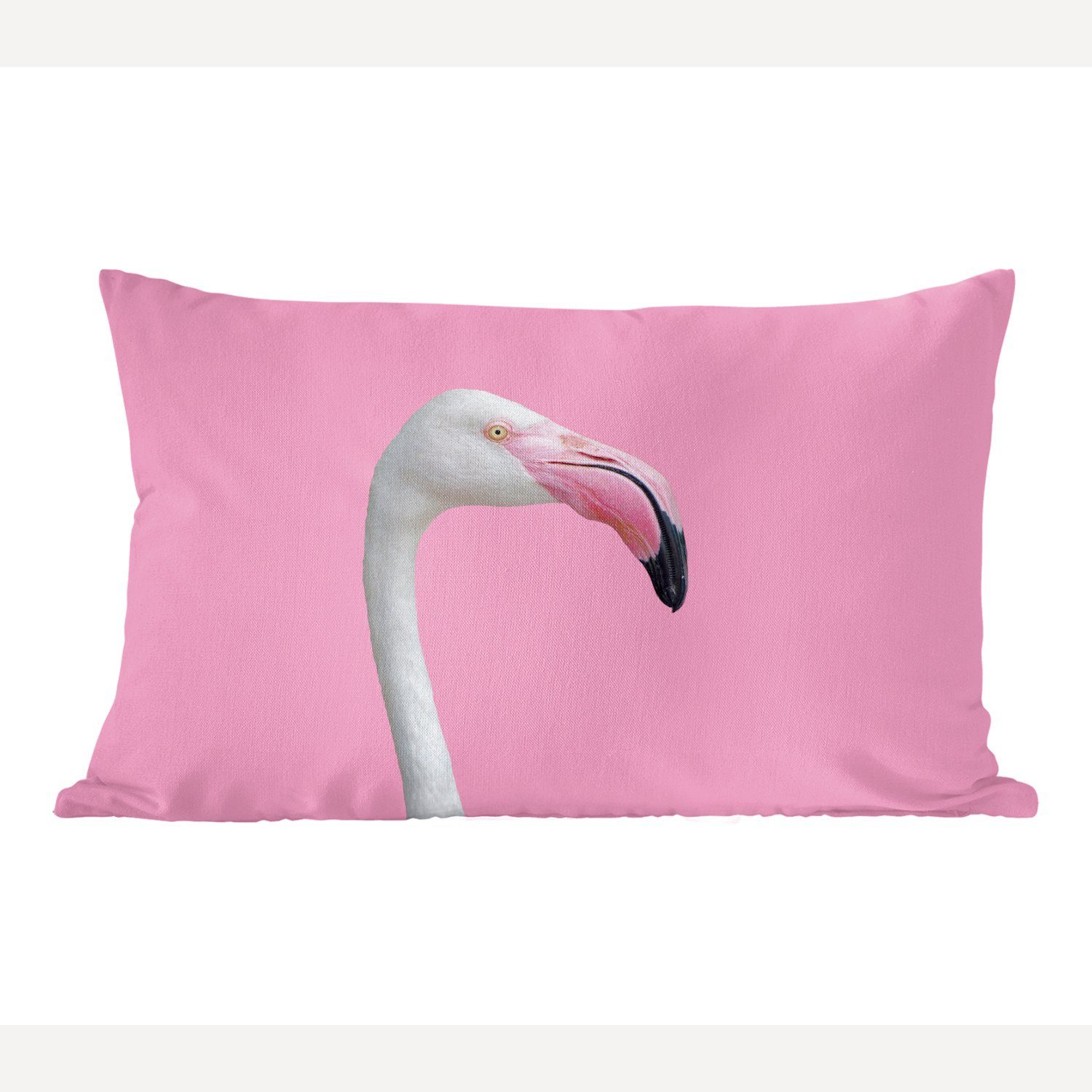 Schlafzimmer Dekokissen Weißer MuchoWow Dekoration, mit Porträt, Wohzimmer Flamingo Dekokissen Füllung, Zierkissen,
