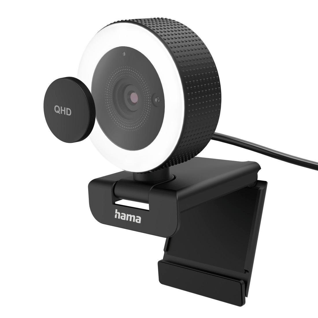 Hama Webcam mit Mikrofon, QHD, Licht (PC-Kamera USB, 2560p, Fernbedienung) Webcam (QHD)