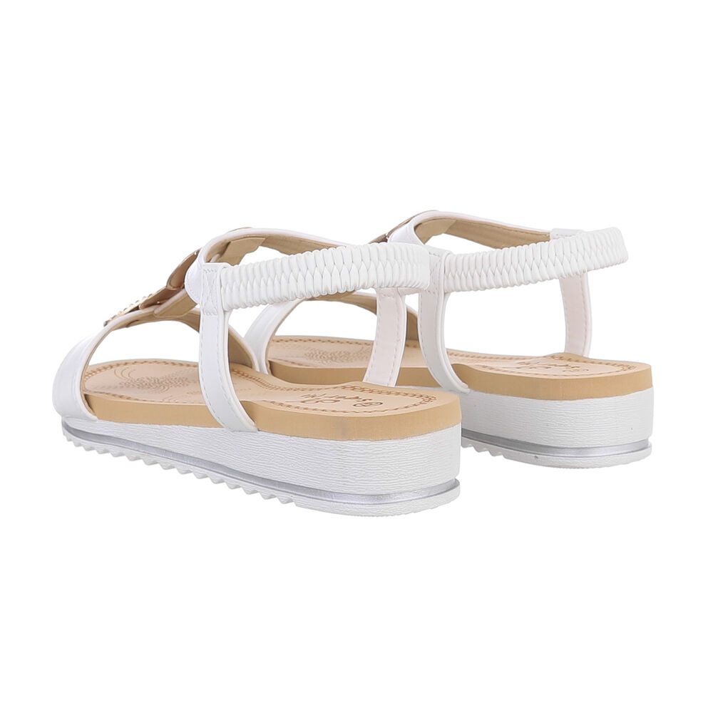 Ital-Design Damen Freizeit Riemchensandalette (86016981) Keilabsatz/Wedge Keilsandaletten in Weiß