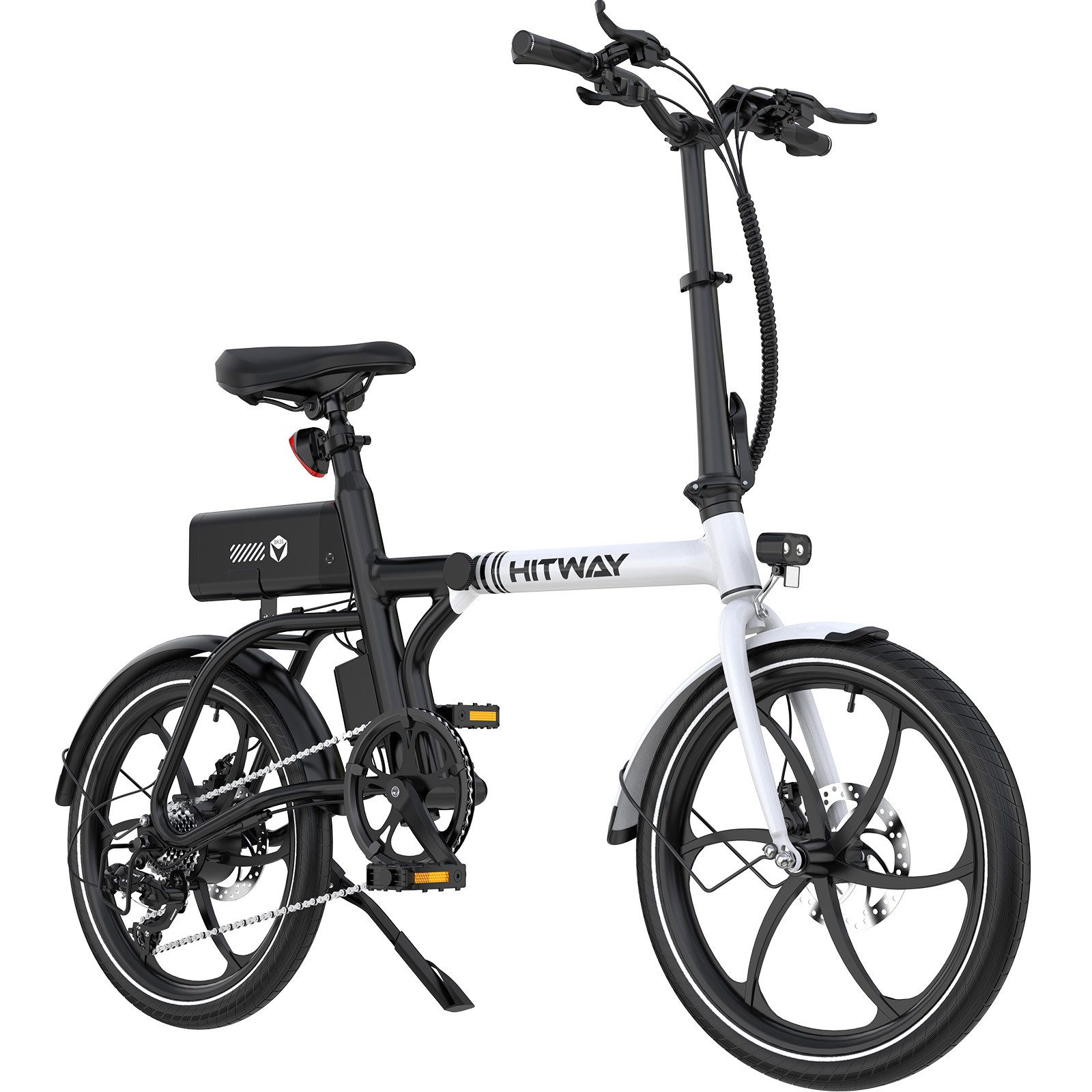 HITWAY E-Bike mit 250W Motor, 36V 9Ah Akku, bis zu 70 km Reichweite, 7 Gang shimano Schaltwerk, APP, Max. 25km/h E-Citybike, Pedelec mit Schloss, Pumpe