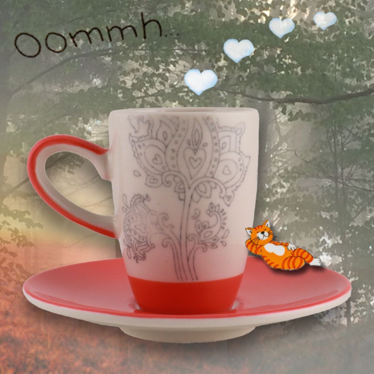 Mila Espressotasse Mila Keramik Espresso-Tasse mit Untere Oommh Katze Take your Time, Keramik