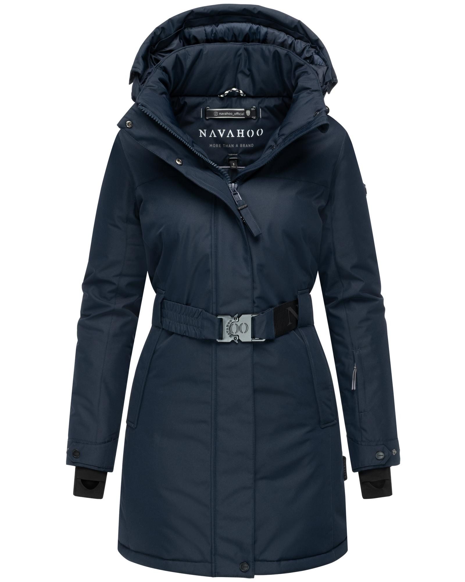 Navahoo Wintermantel Frostkuss 14 Warmer Damen Mantel mit abnehmbarer Kapuze und Taillengürtel