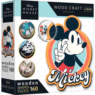 Trefl Puzzle Trefl 20191 Wood Craft Disney Mickey Maus, 160 Puzzleteile, Made in Europe
