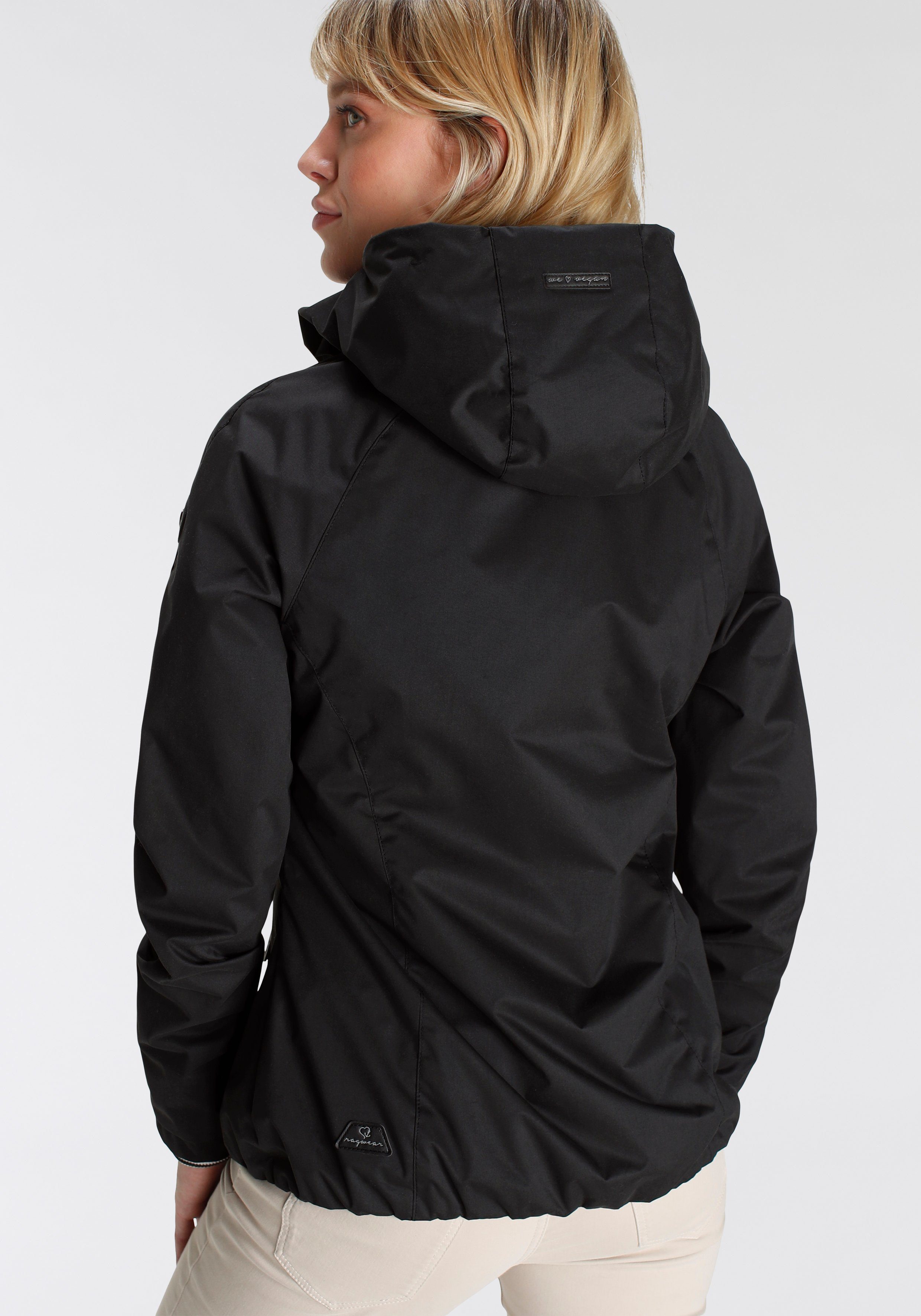 Ragwear Outdoorjacke DIZZIE mit black O UNI Kapuze Übergangsjacke trendige