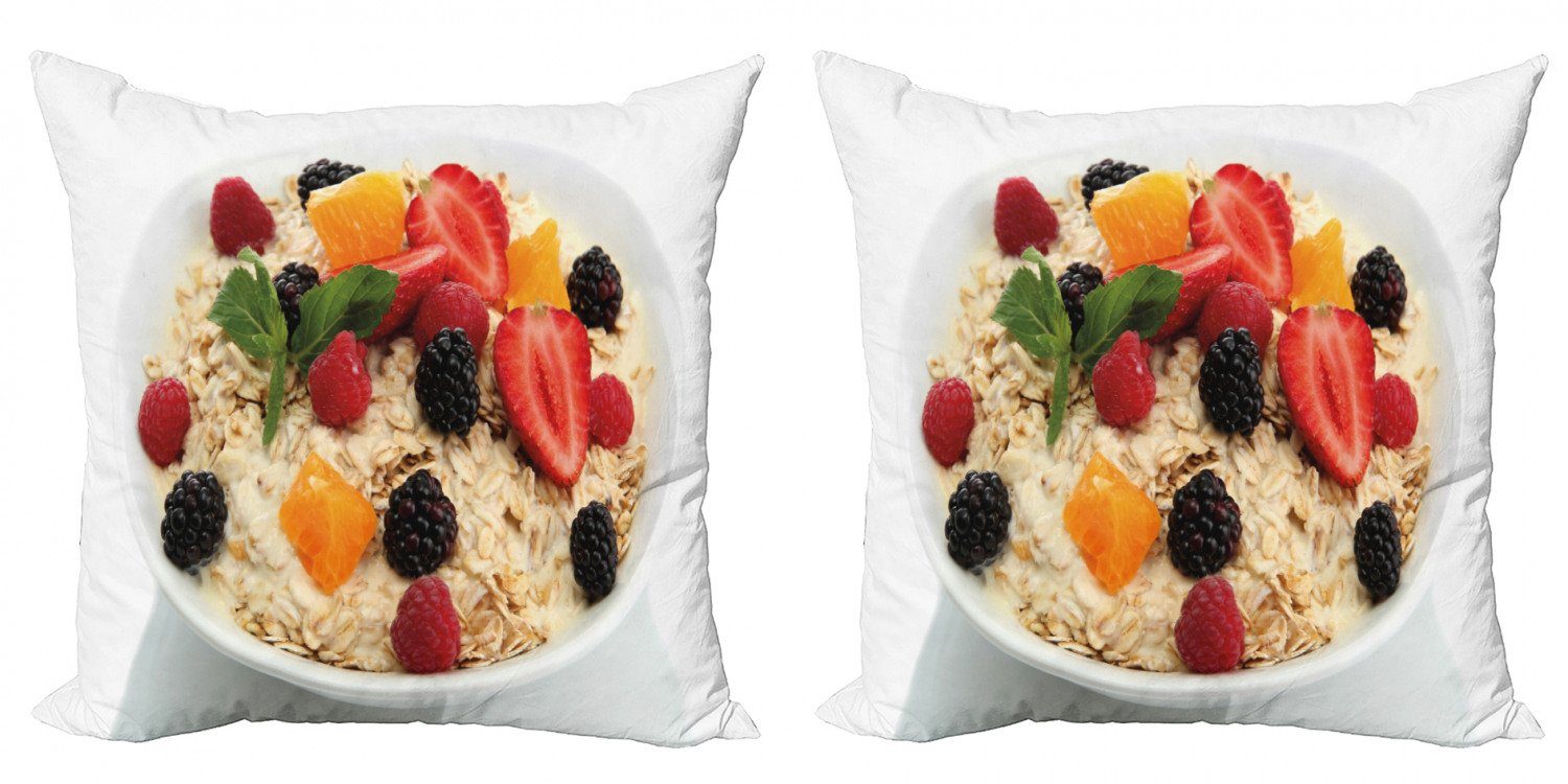Kissenbezüge Modern Accent Doppelseitiger Digitaldruck, Abakuhaus (2 Stück), Haferflocken Frische Früchte und Porridge