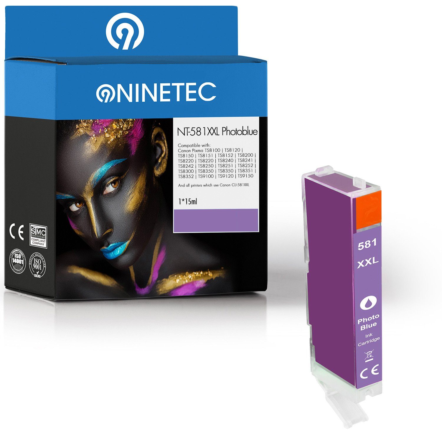 NINETEC ersetzt Canon CLI-581 Photoblue Tintenpatrone
