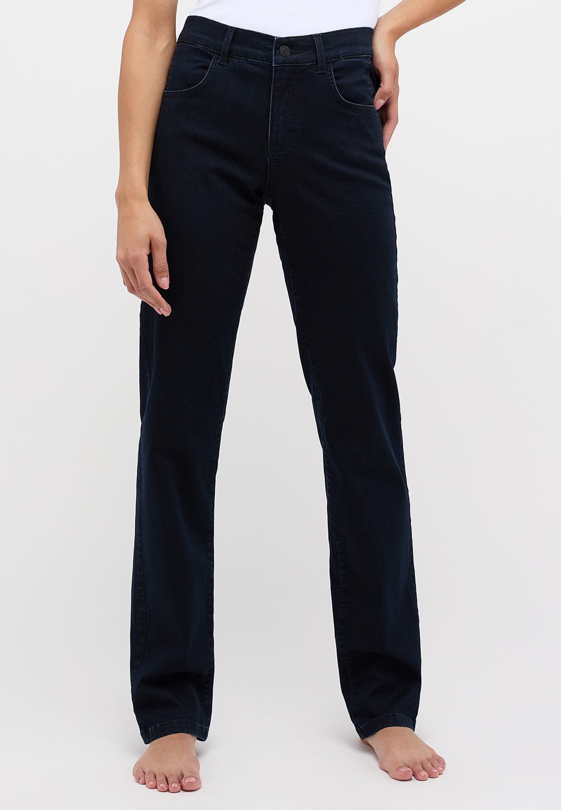 ANGELS Straight-Jeans Jeans Dolly 3.0 mit authentischem Denim mit Reißverschluss dunkelblau