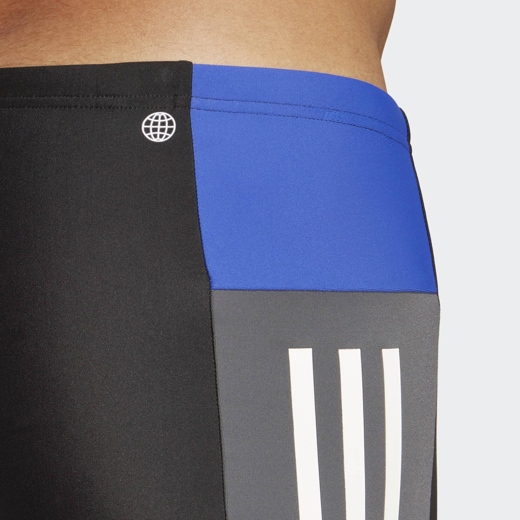 Semi / adidas / Grey White COLORBLOCK Lucid Blue Boxer-Badehose / Six BOXER-BADEHOSE Black 3-STREIFEN Performance