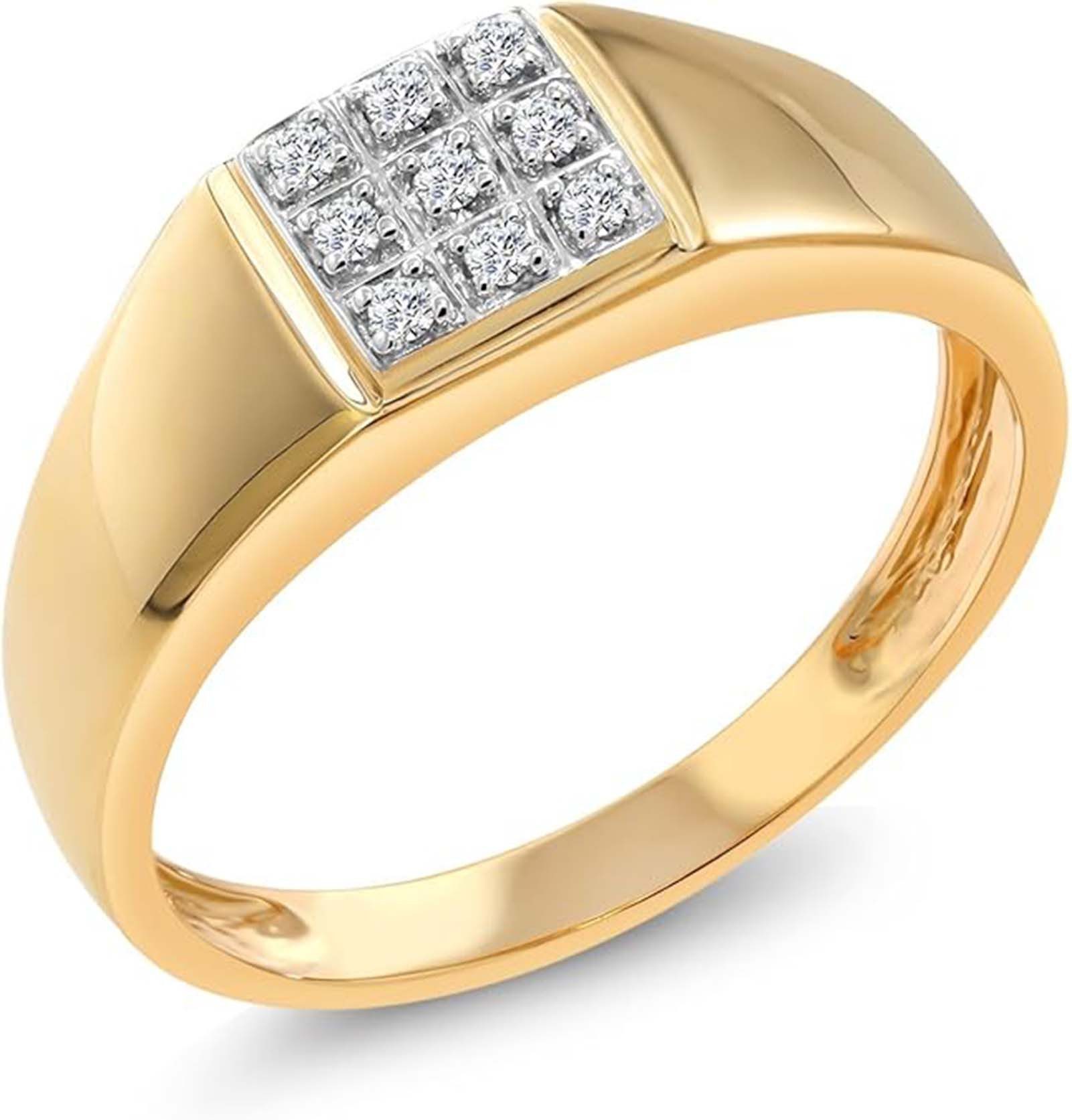Jumpeak Diamantring Ring Gold 585 Echtgold,Ring Herren,Verlobungsring,Geschenk für Ehemann, Promise Ring,Ring Gold,Diamond,Bonus Papa Geschenk,Geschenk für Bruder