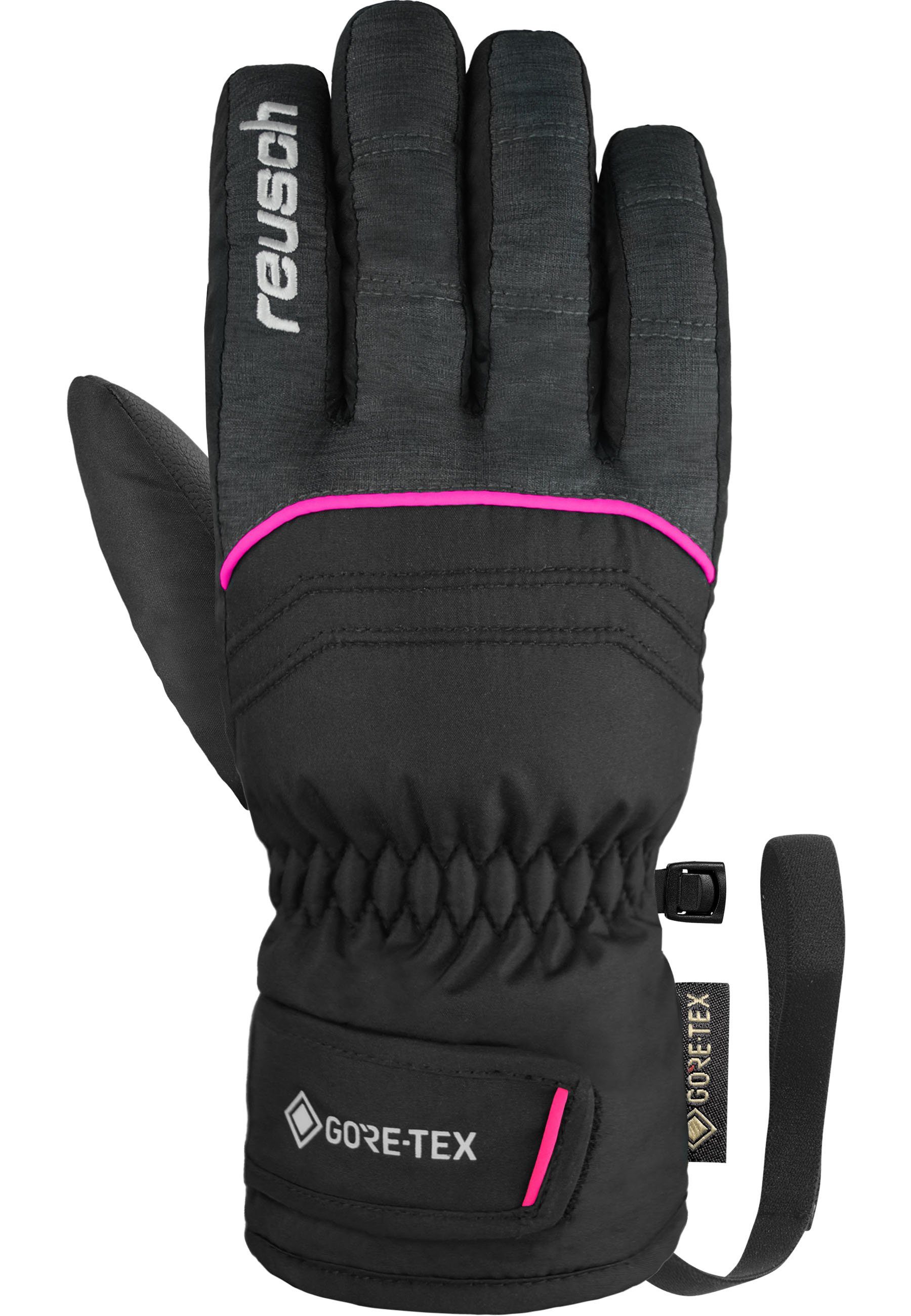 GORE-TEX dunkelgrau-pink Teddy Funktionsmembran mit Reusch wasserdichter Skihandschuhe