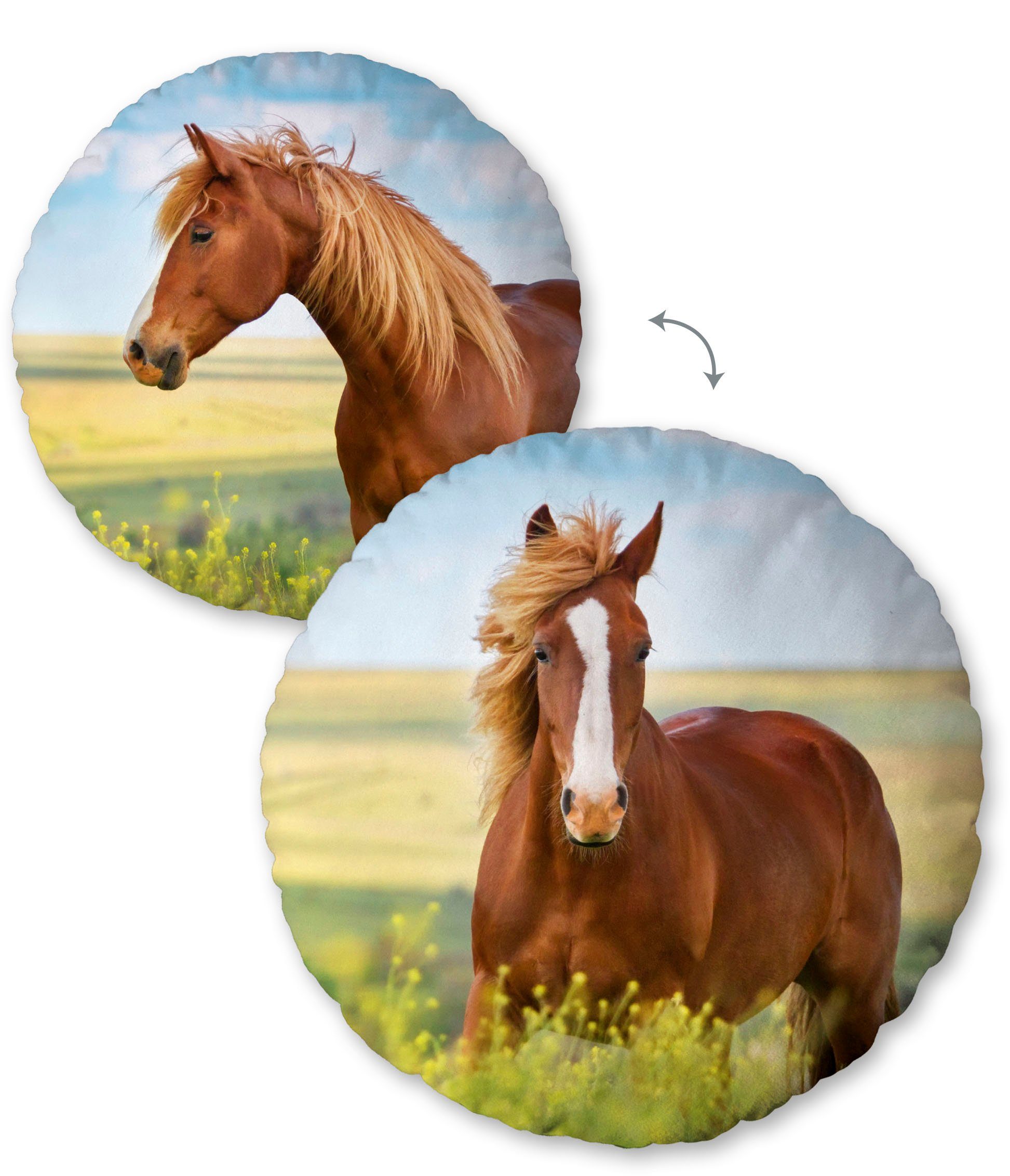 Herding Young Collection Dekokissen Pferd, hochfarbig bedruckt günstig online kaufen