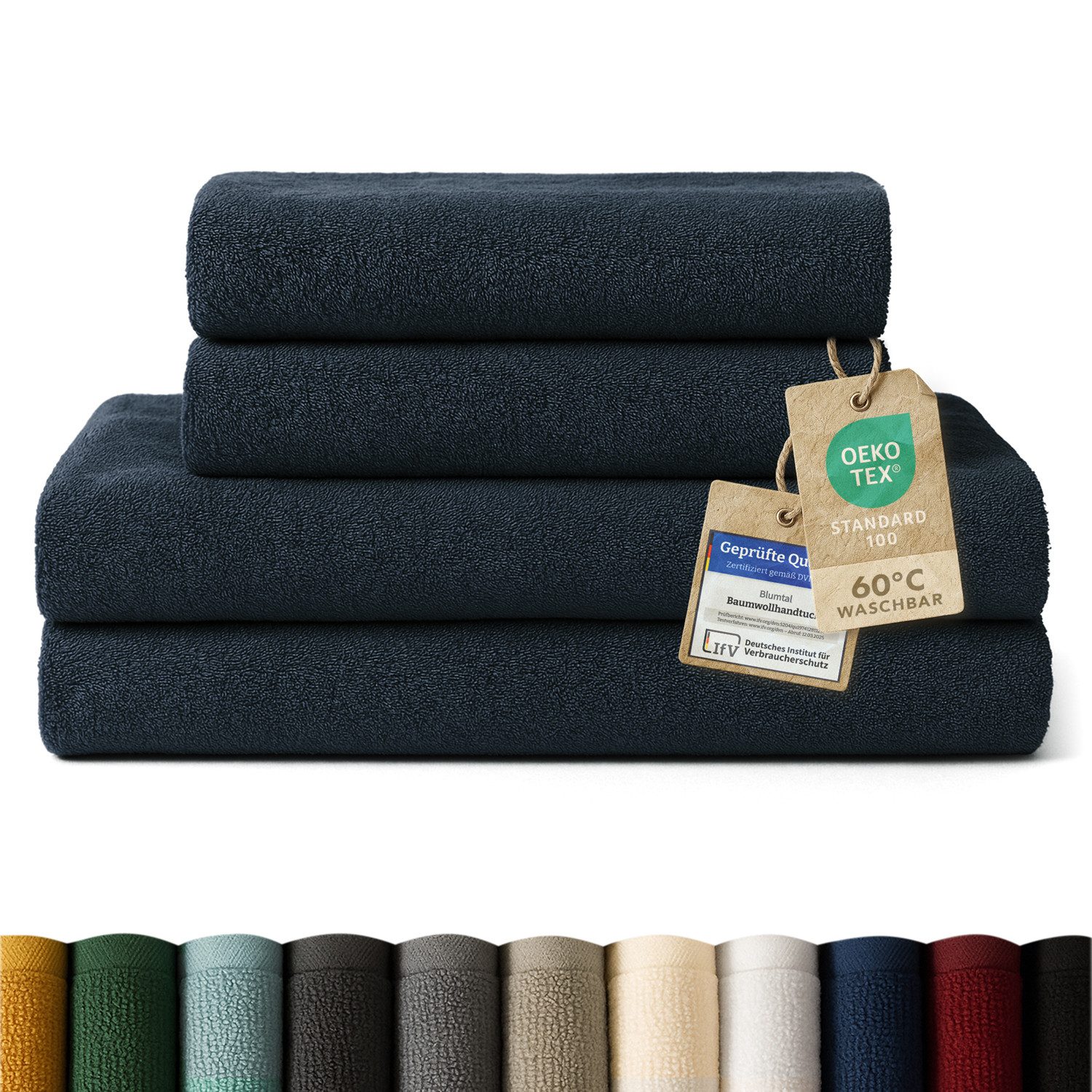 Blumtal Handtuch Set Premium 4/6-tlg. Frottier Dusch- (70x140 cm) & Handtuch (50x100 cm), Frottee (Set, 4-St), 100% Baumwolle, Oeko-TEX Zertifiziert
