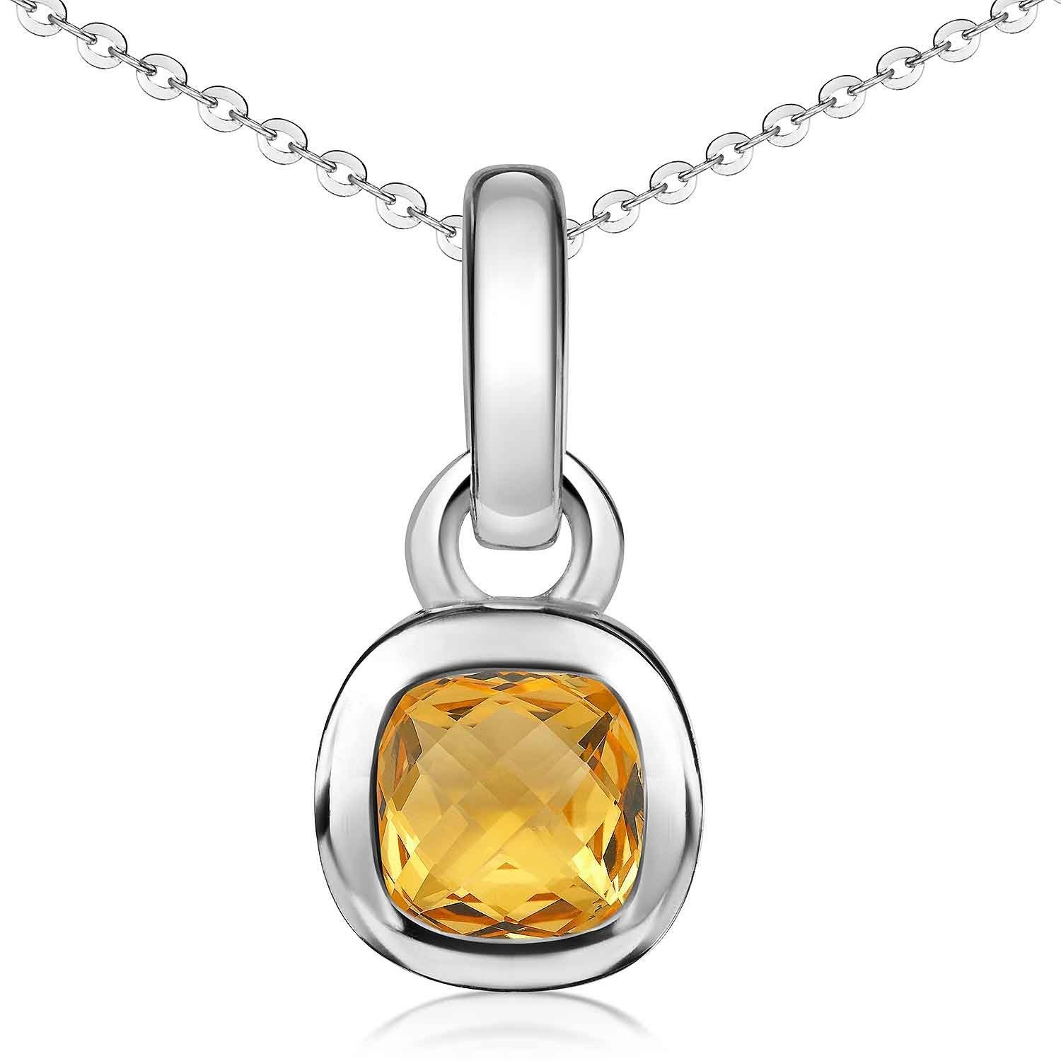 Materia Kettenanhänger Damen Citrin Silber Gelb KA-248-Citrin, 925 Sterling günstig online kaufen