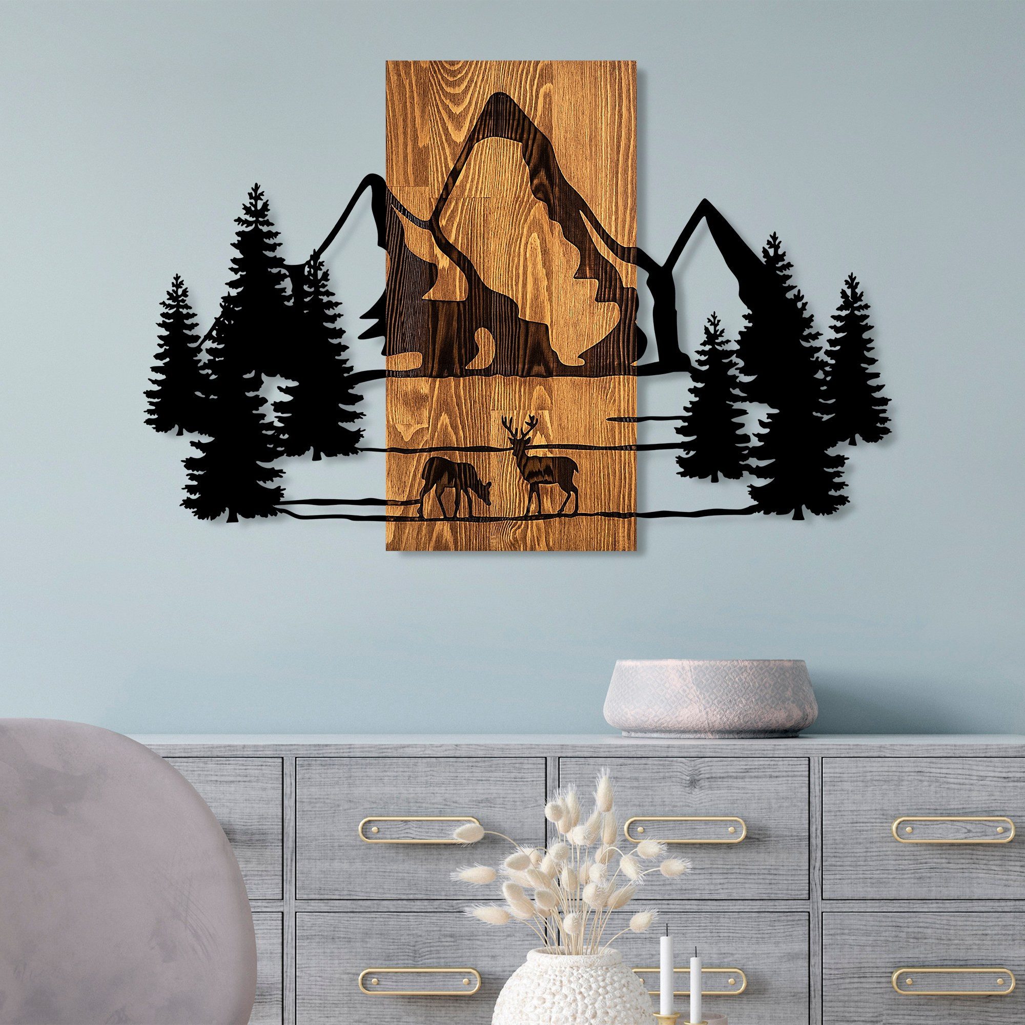 Wallity Wanddekoobjekt 100% WOODEN (Thickness: 3 cm) / METAL (Thickness: 1, günstig online kaufen