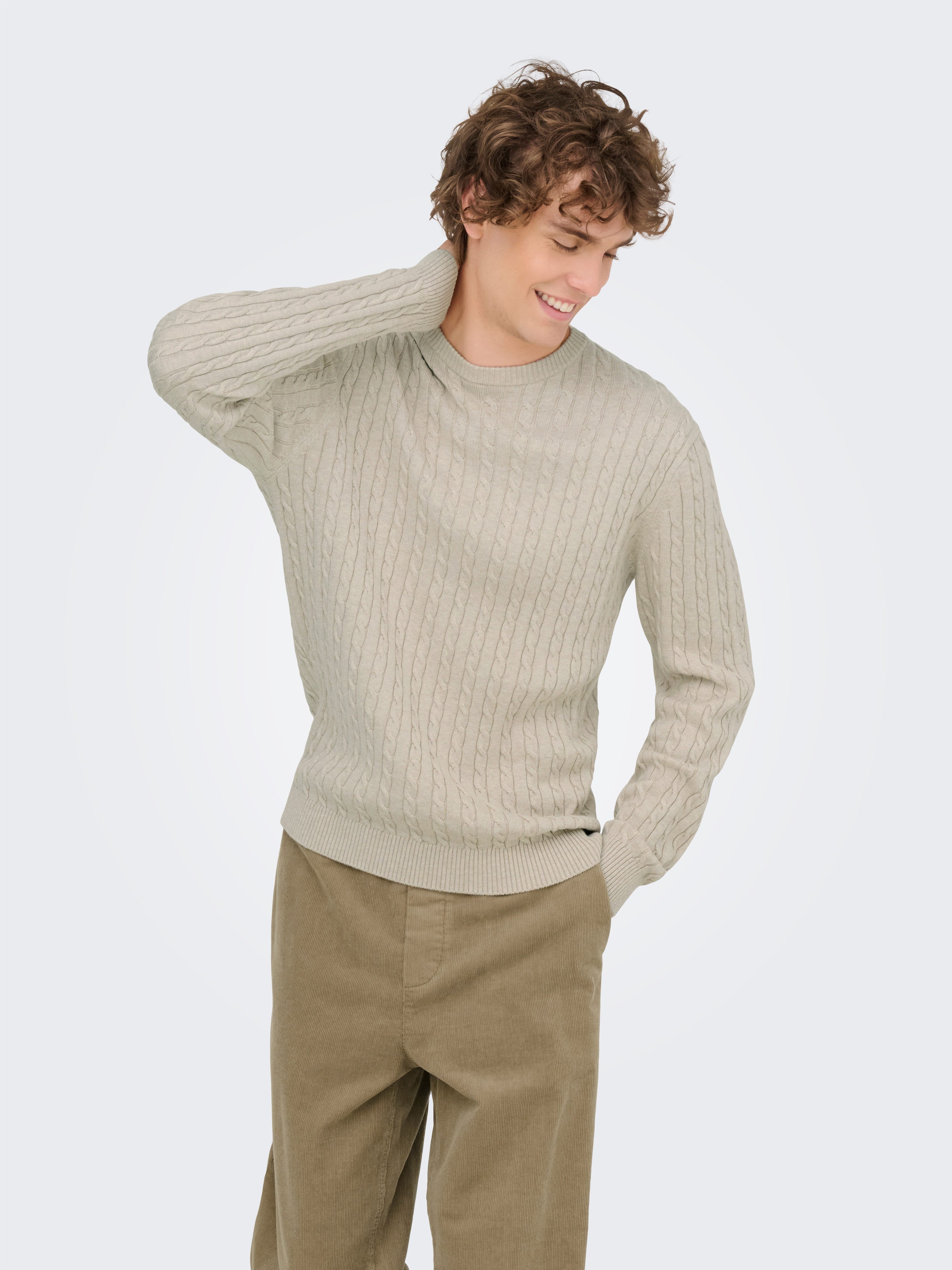ONLY & SONS Strickpullover ONSLOUI REG 12 CABEL CREW KNIT NOOS günstig online kaufen