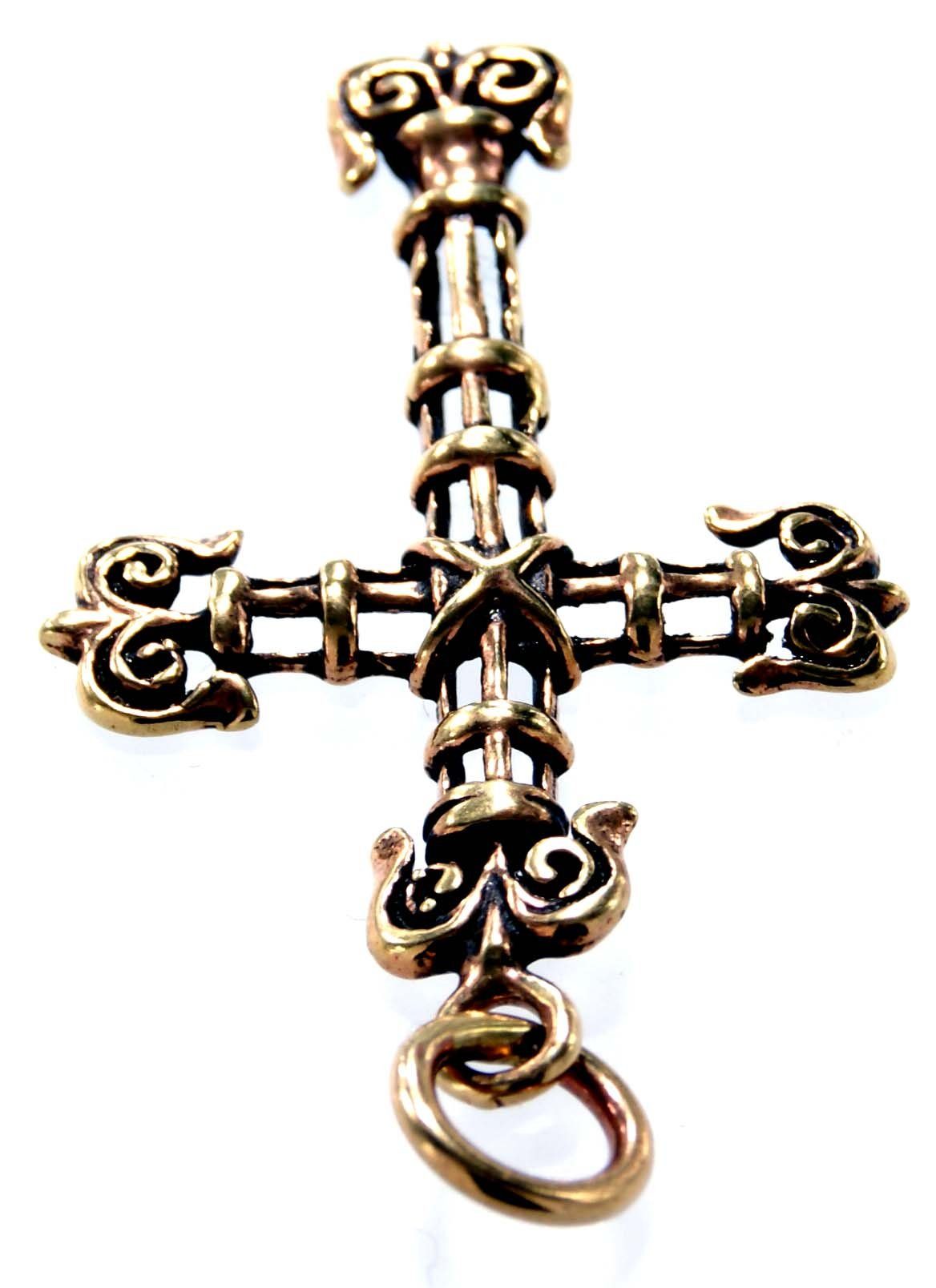 Bronze Kiss Cross Leather Kreuz Mittelalter of Kettenanhänger Anhänger Design verspieltes
