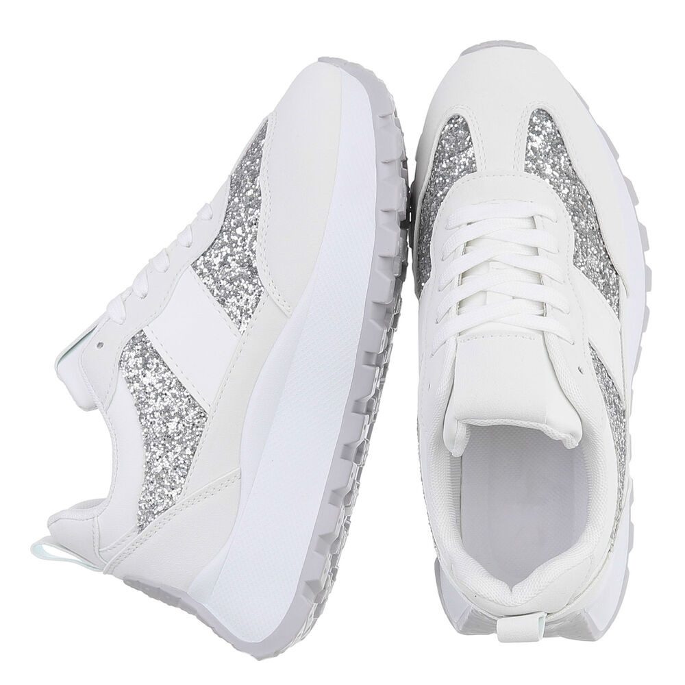 Ital-Design Eleganter Slip-On Schuh für Damen mit komfortabler Innensohle Sneaker (91117438) Keilabsatz/Wedge Sneakers Low in Weiß